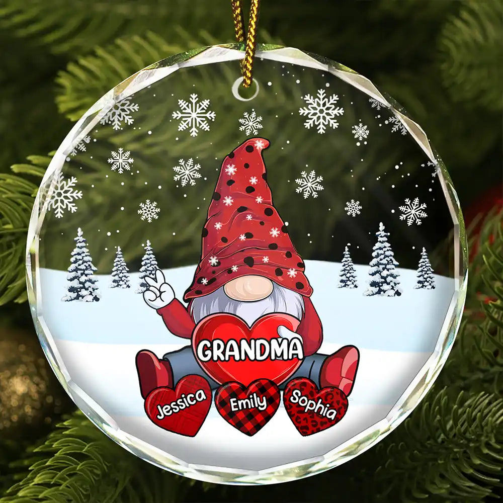 Christmas Grandma's Little Sweethearts - Personalized Circle Glass Ornament ORNA1210