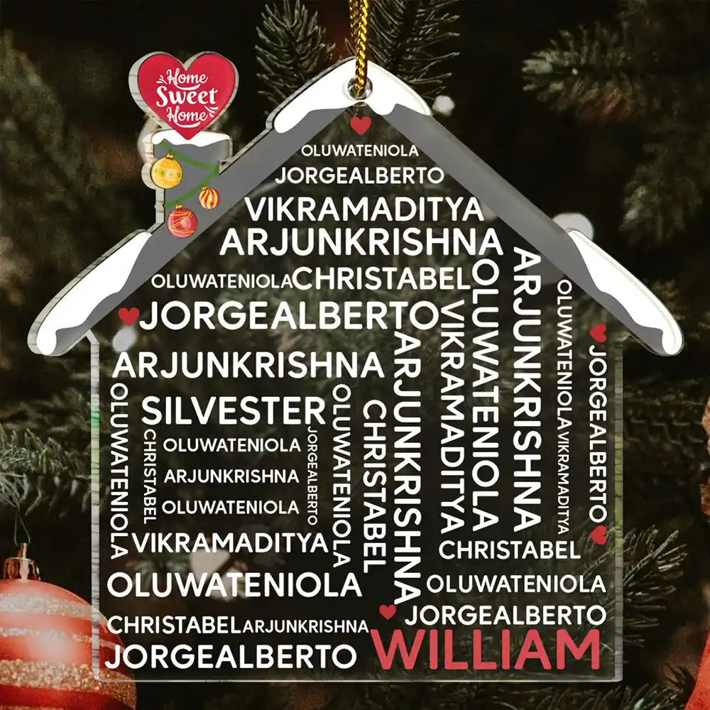 Christmas Family House - Personalized Custom Shaped Acrylic Ornament ORNA1210