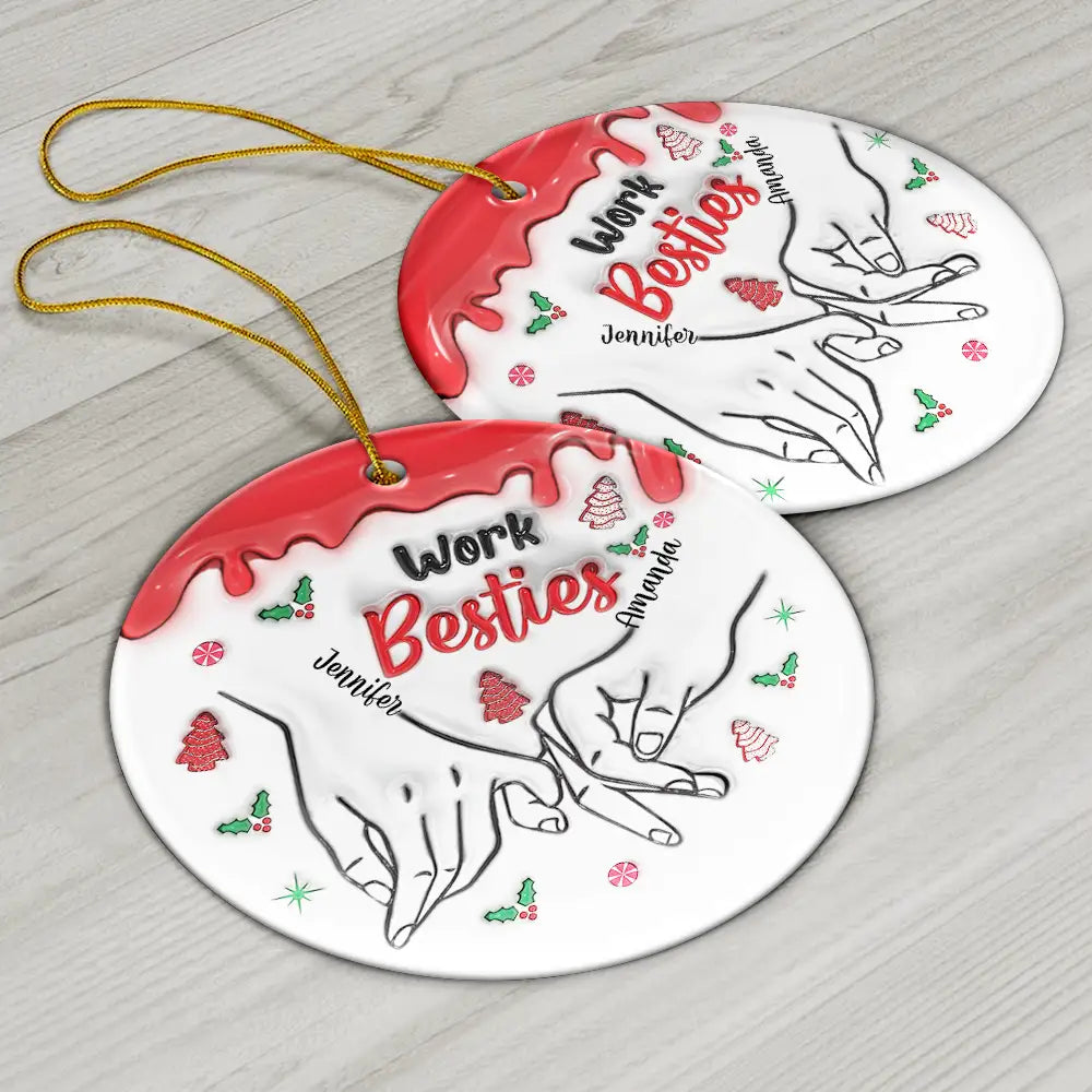 Besties Sisters Forever - 3D Inflated Effect Printed Ornament, Personalized Circle Ceramic Ornament ORNA1210