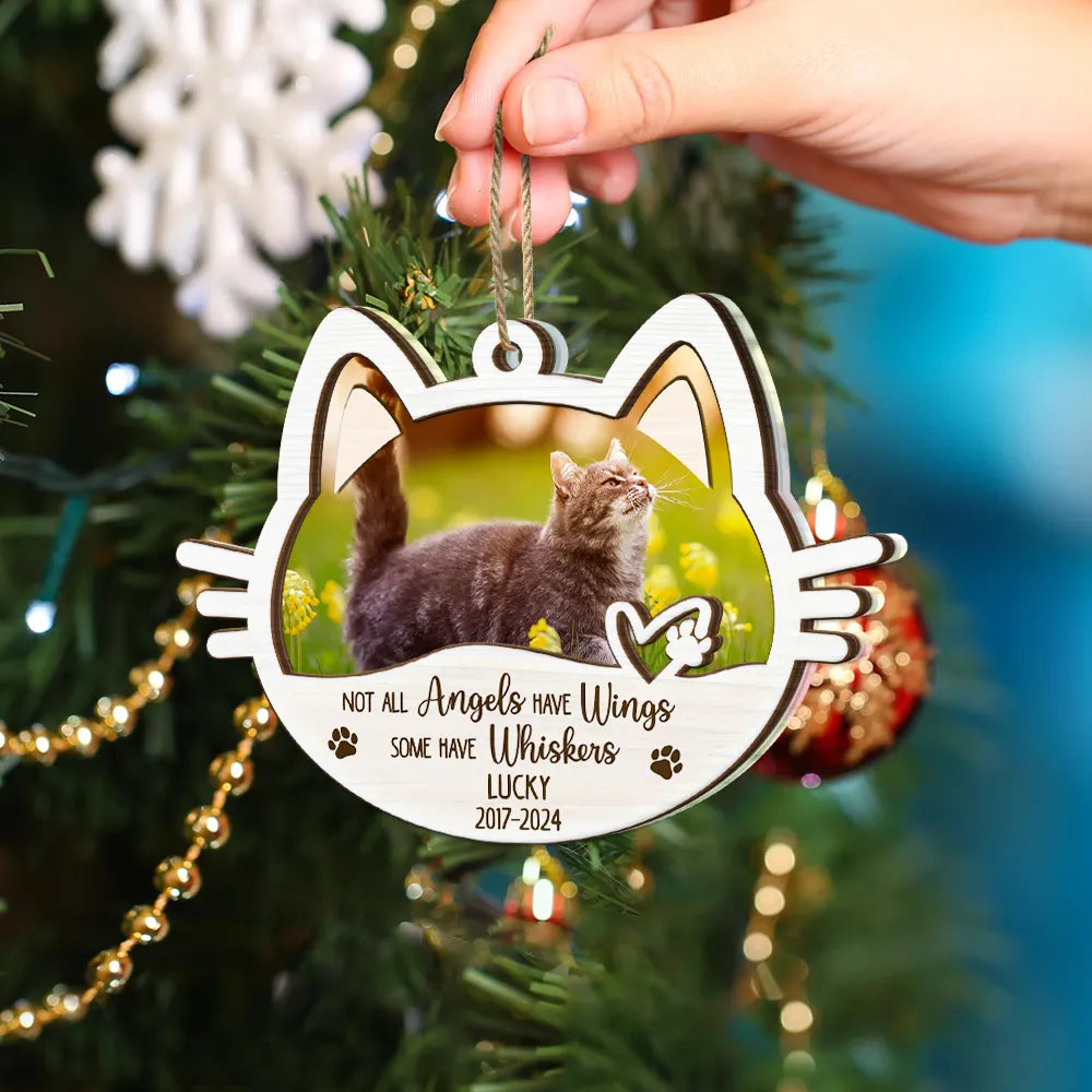 Custom Photo Memorial Cat Not All Angels Have Wings Some Have Whiskers - Personalized 2-Layered Mix Ornament ORNA1210