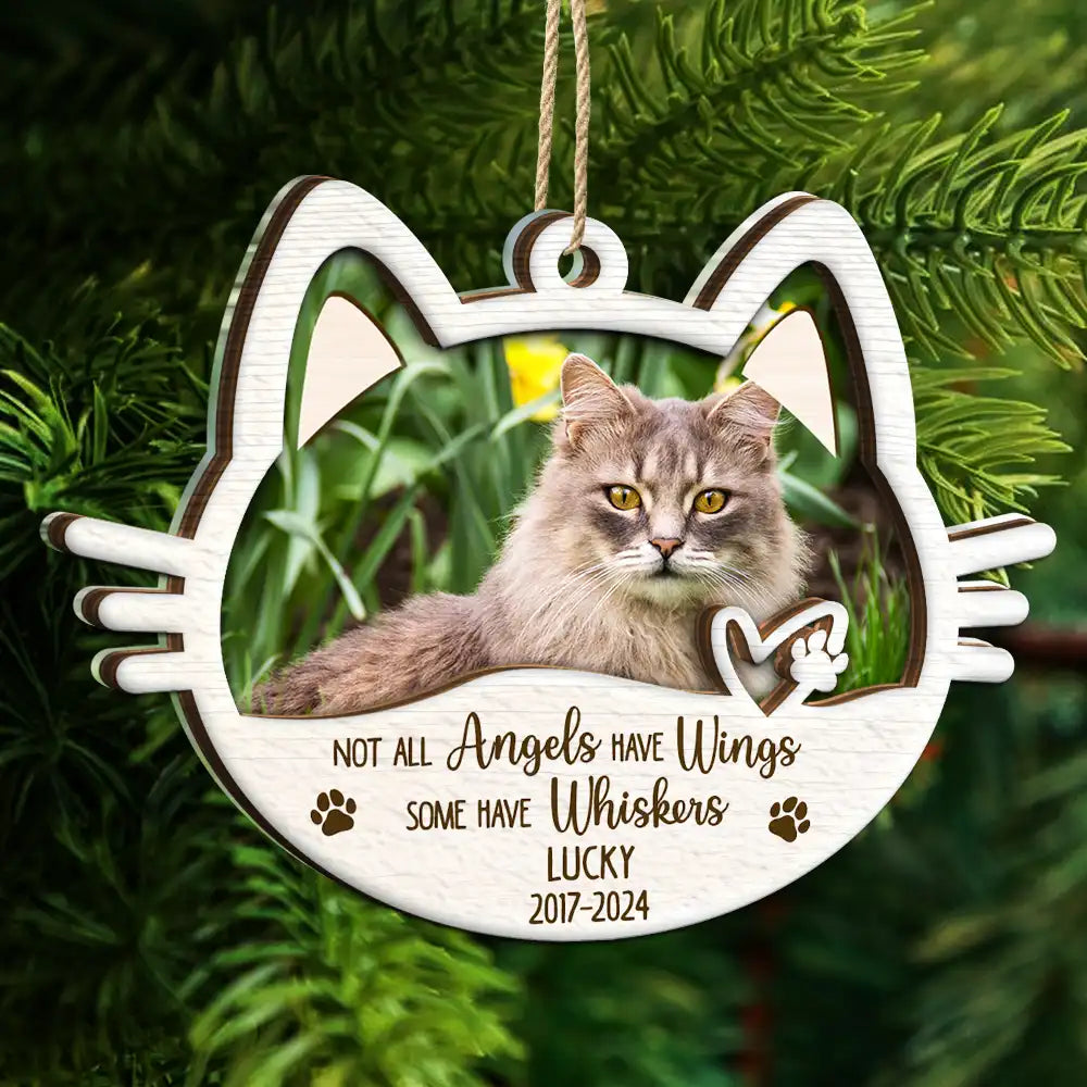 Custom Photo Memorial Cat Not All Angels Have Wings Some Have Whiskers - Personalized 2-Layered Mix Ornament ORNA1210