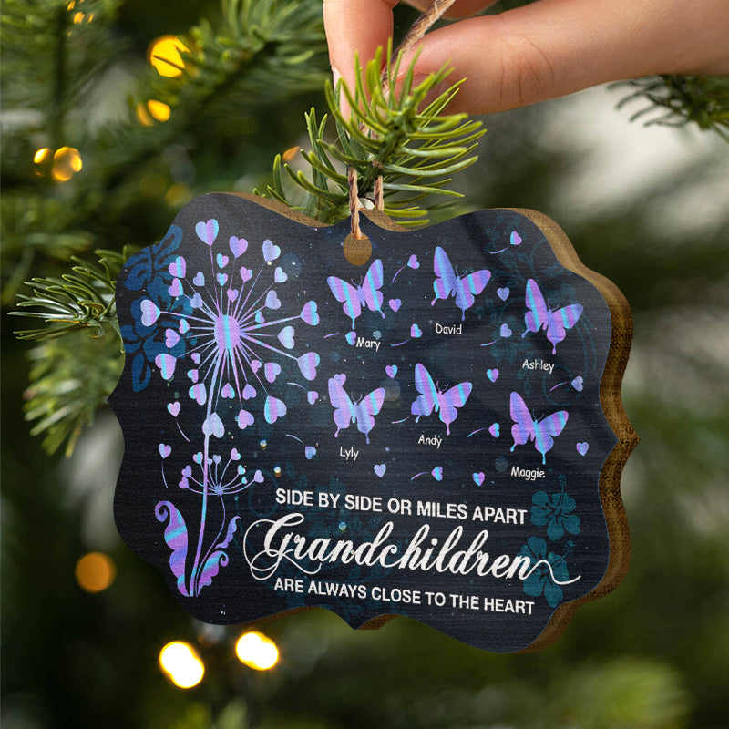 Grandchildren Are Always Close To The Heart Butterfly - Gift For Grandma - Personalized Custom Wooden Ornament ORNA1210