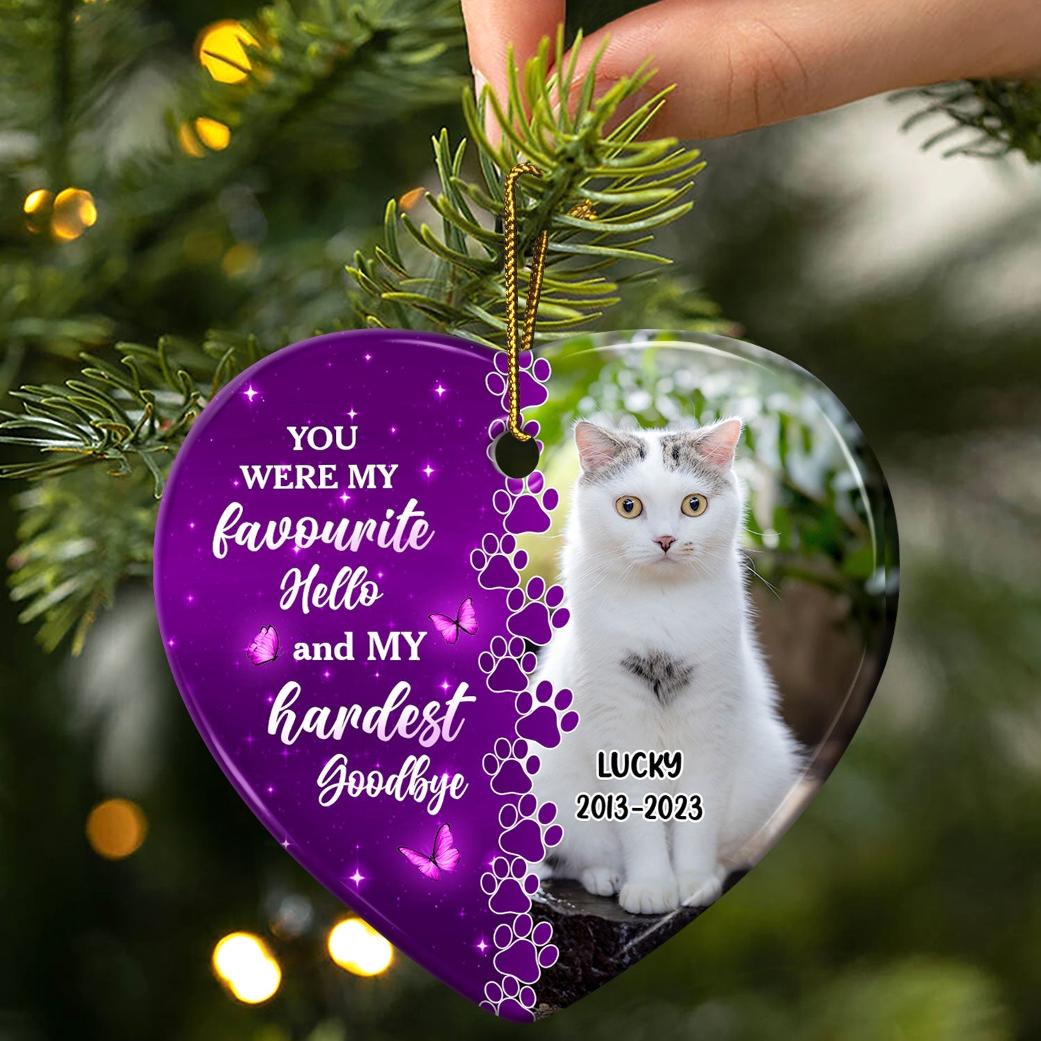 Custom Photo Dog Cat Forever In My Heart - Christmas Keepsake, Memorial Gift For Pet Lovers - Personalized Heart Ceramic Ornament ORNA1210