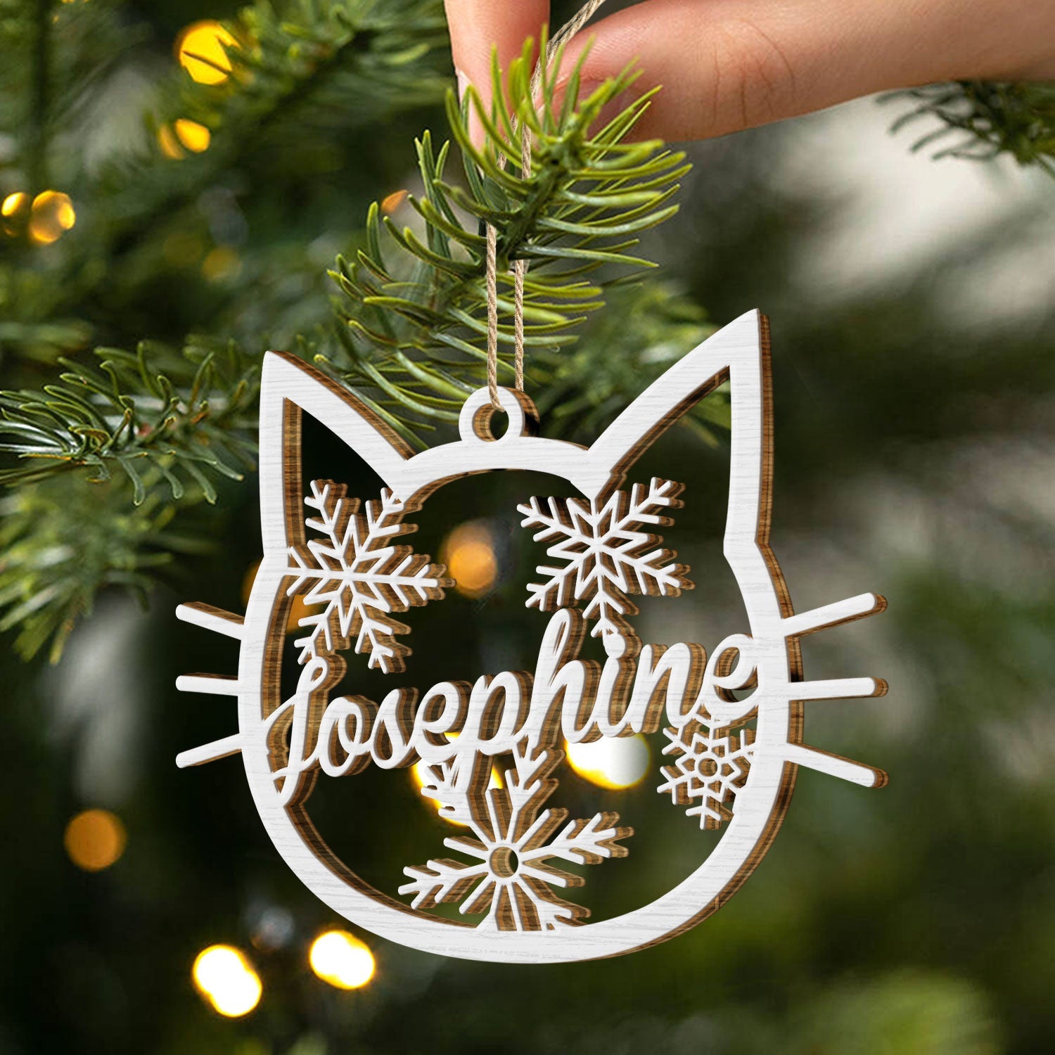 Cat Face Custom Name - Christmas Gift For Cat Lovers - Personalized Wooden Cutout Ornament ORNA1210