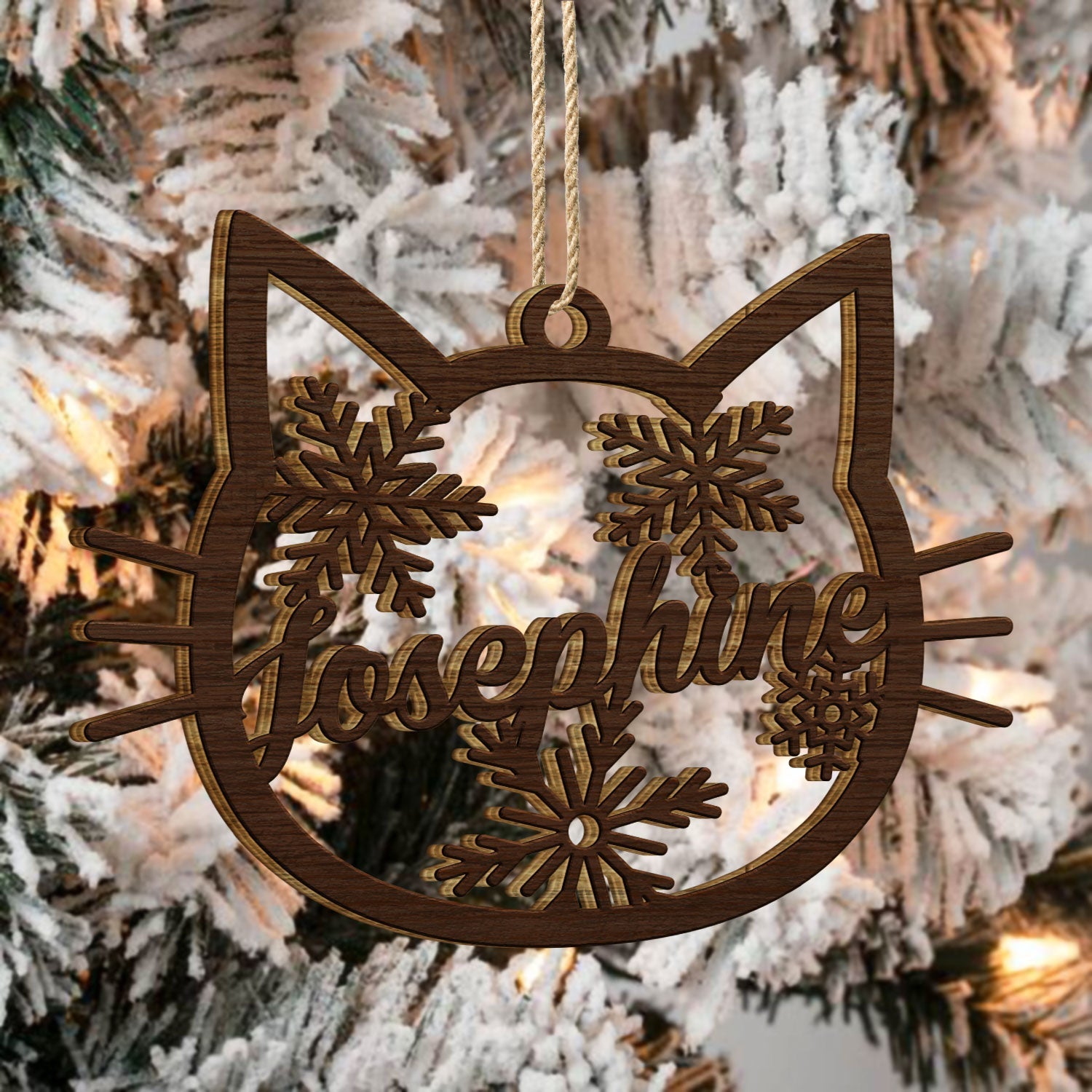 Cat Face Custom Name - Christmas Gift For Cat Lovers - Personalized Wooden Cutout Ornament ORNA1210