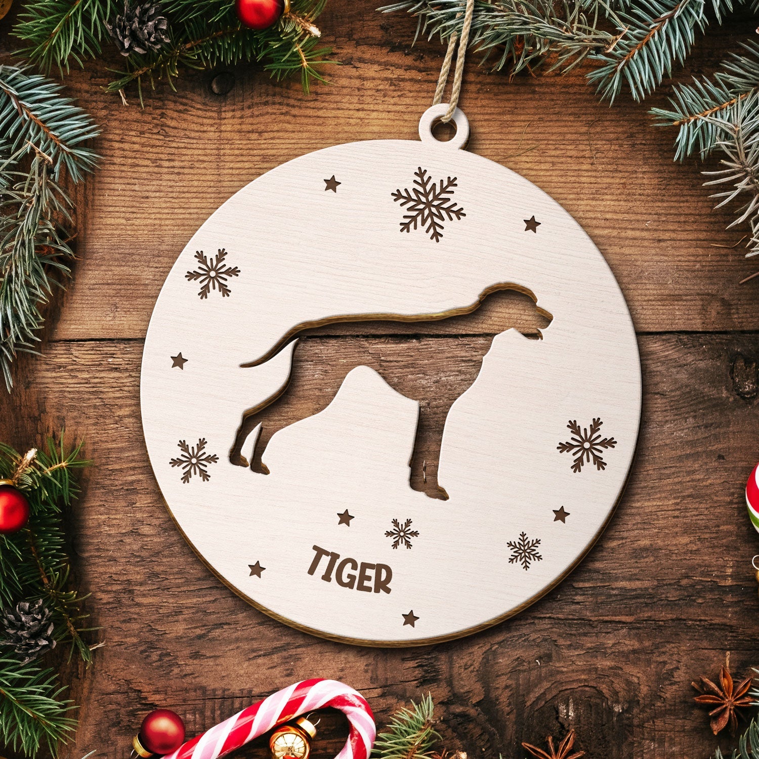 Dog Shape - Christmas Gift For Dog Lovers - Personalized Wooden Cutout Ornament ORNA1210