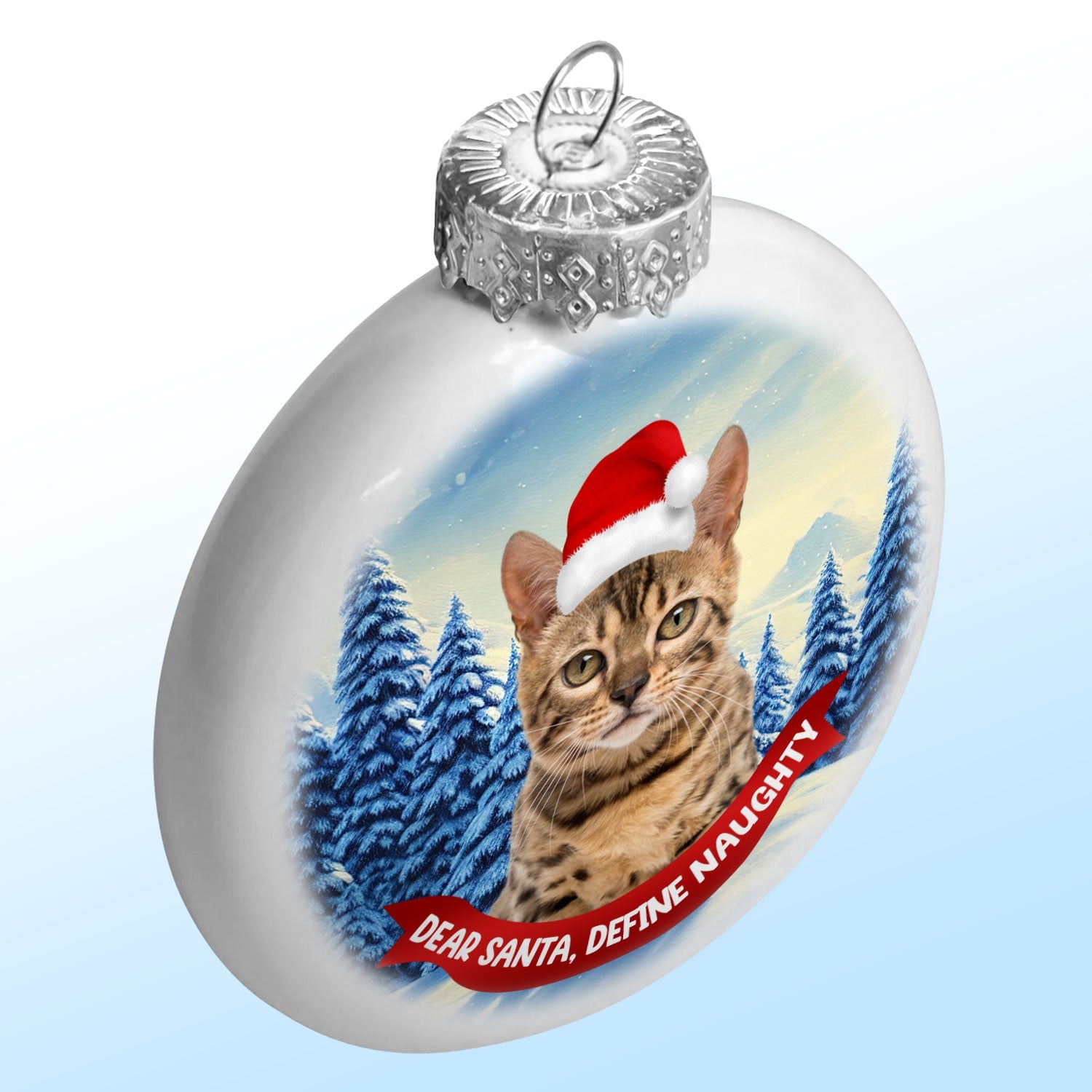 Custom Photo Dog Cat Dear Santa Define Naughty - Christmas Gift For Pet Lovers - Personalized White Flat Ball Ornament ORNA1210