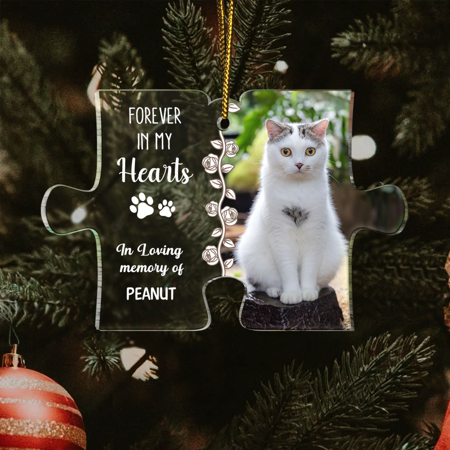 Custom Photo You Left Pawprint In My Heart - Christmas Gift For Pet Lovers - Personalized Custom Shaped Acrylic Ornament ORNA1210