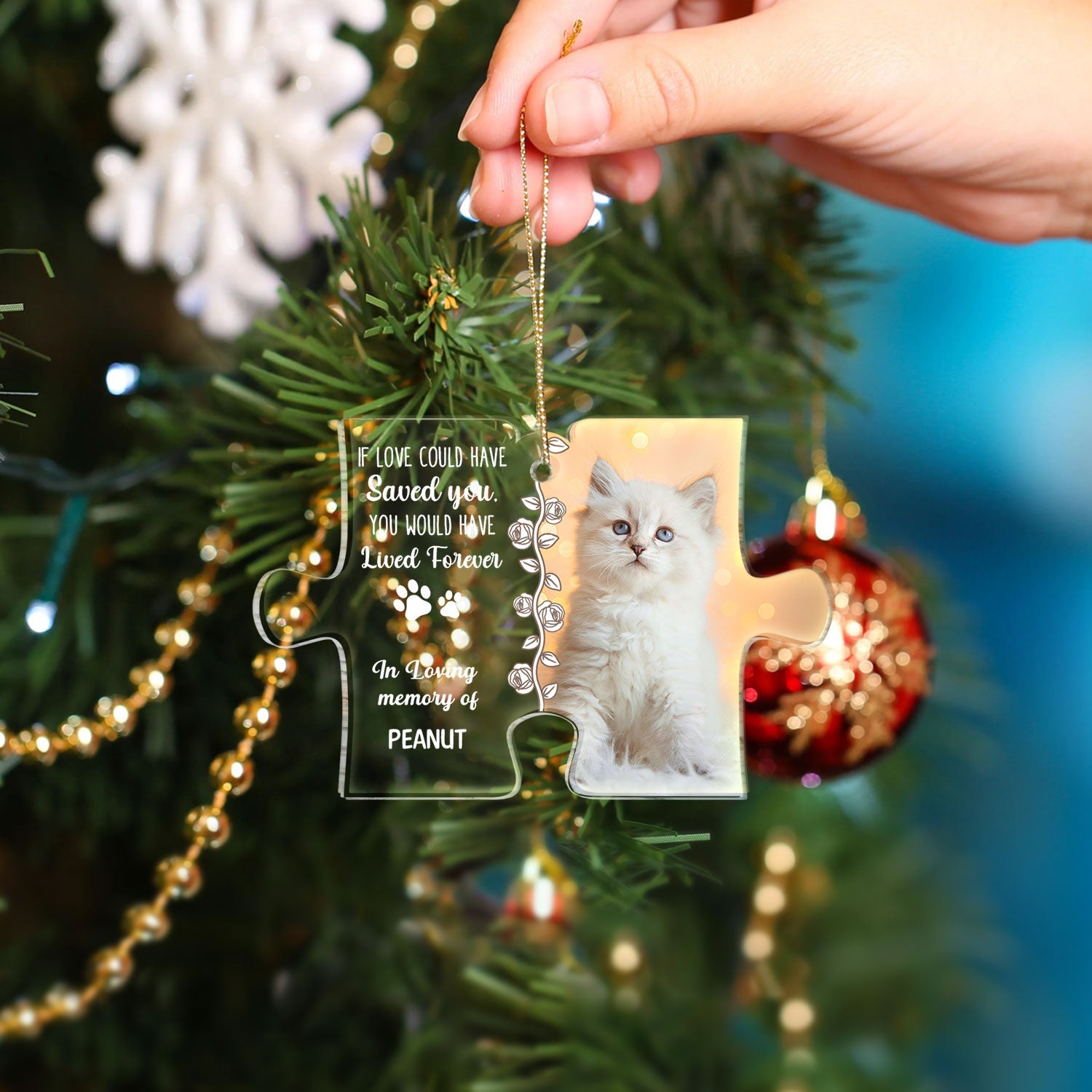 Custom Photo You Left Pawprint In My Heart - Christmas Gift For Pet Lovers - Personalized Custom Shaped Acrylic Ornament ORNA1210