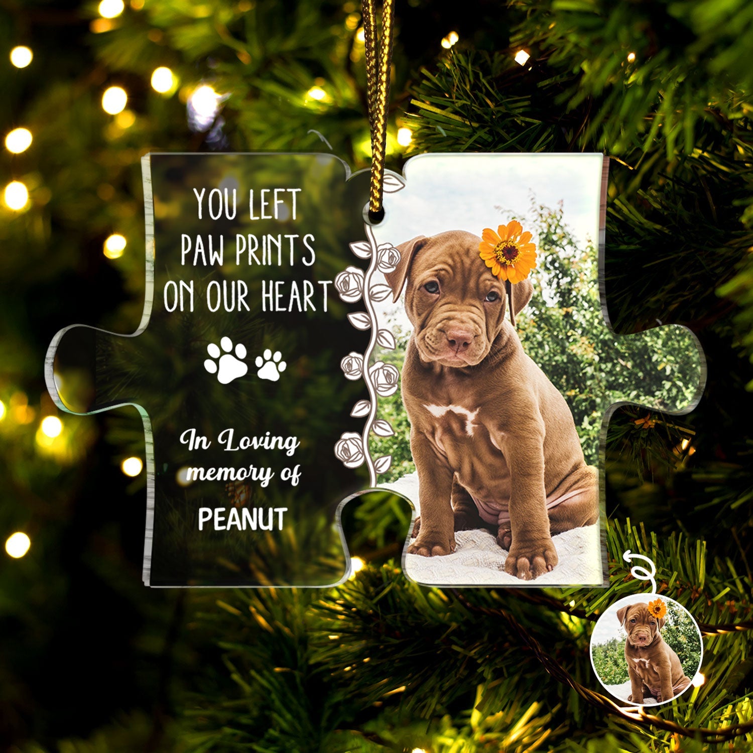 Custom Photo You Left Pawprint In My Heart - Christmas Gift For Pet Lovers - Personalized Custom Shaped Acrylic Ornament ORNA1210