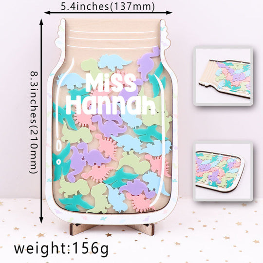 Personalized Fill The Jar With Colorful Little Dinosaurs Teacher Reward Jar rejar