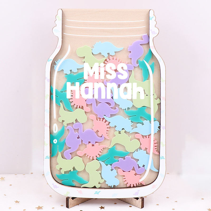 Personalized Fill The Jar With Colorful Little Dinosaurs Teacher Reward Jar rejar