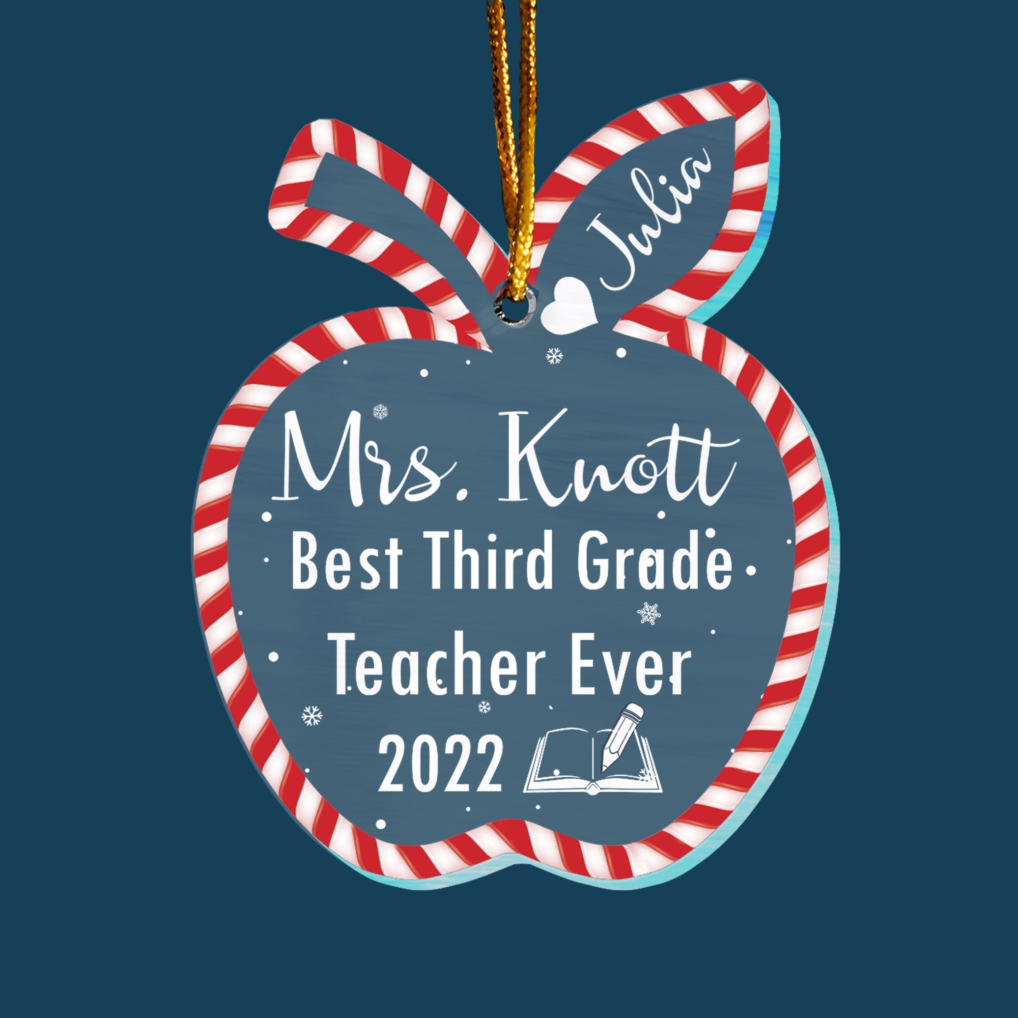 Personalized Teacher Ornament - Personalized Custom Apple-Shaped Acrylic Ornament - Christmas Gift For Teachers - From Kids, Students ORN0810
