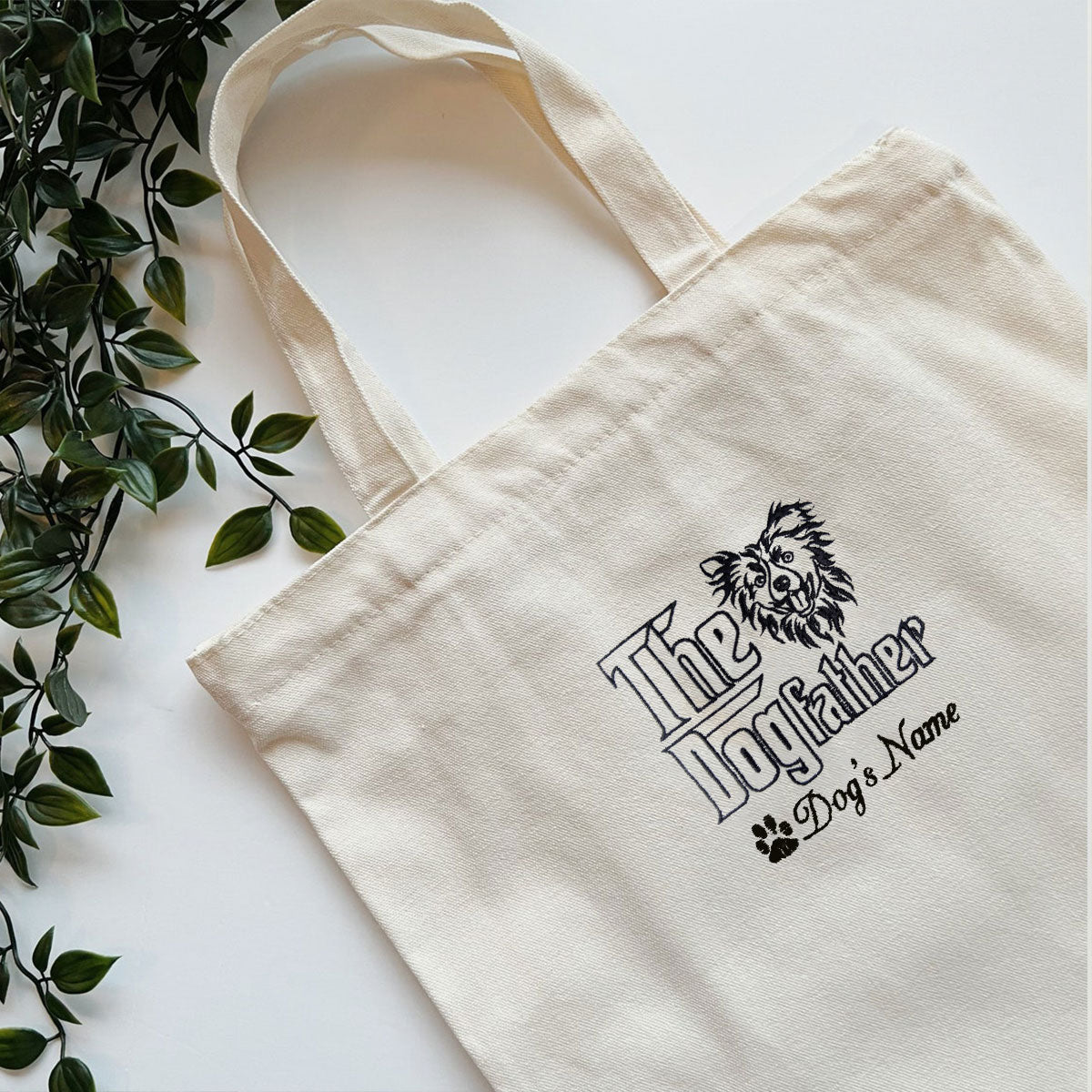 Personalized The DogFather Embroidered Tote Bag Border Collie, Custom Tote Bag with Dog Name, Best Gifts For Boxer Lovers em3