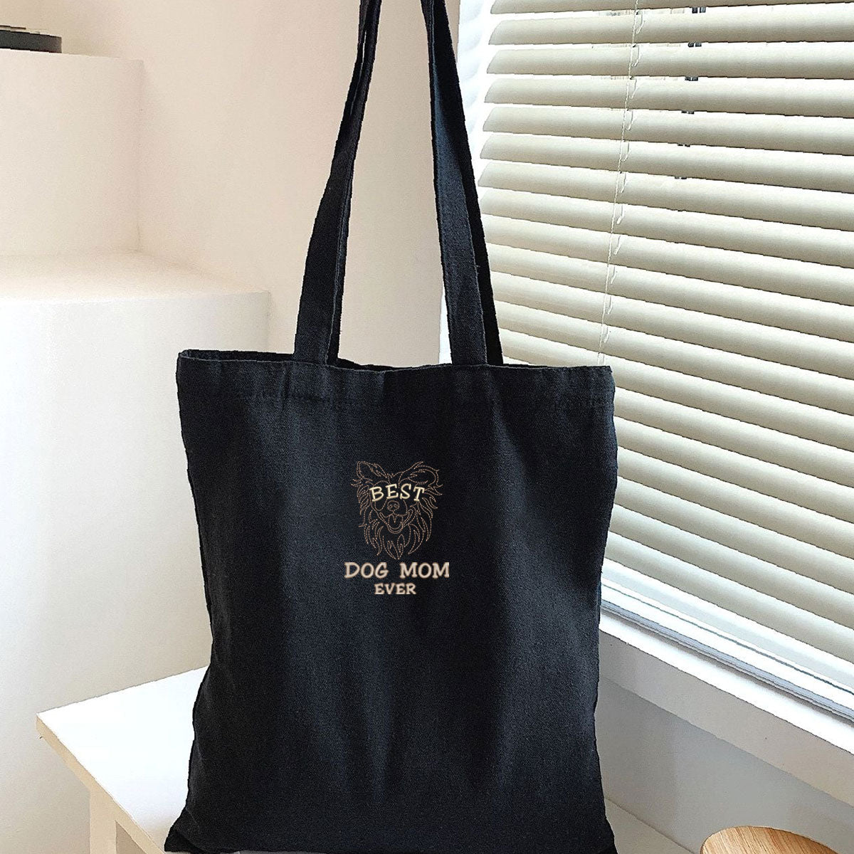 Personalized Best Border Collie Dog Mom Ever Embroidered Tote Bag, Custom Tote Bag with Dog Name, Best Gifts For Boxer Lovers em3