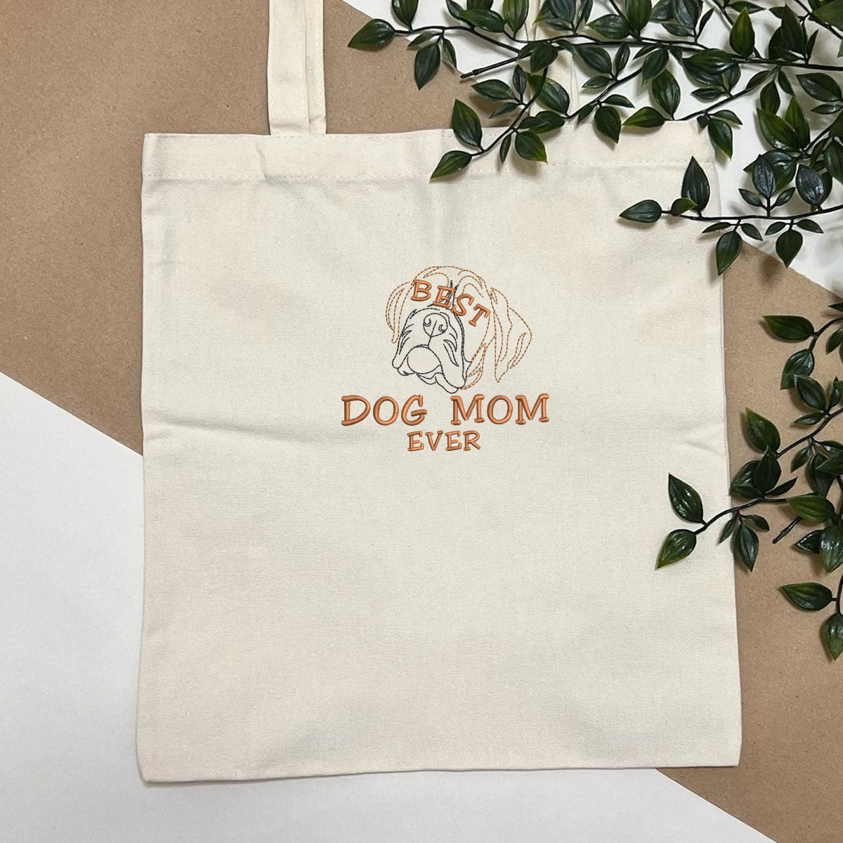 Personalized Best Boxer Dog Mom Ever Embroidered Tote Bag, Custom Tote Bag with Dog Name, Best Gifts For Boxer Lovers em3