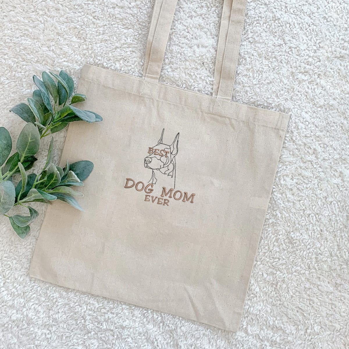 Personalized Best Doberman Dog Mom Ever Embroidered Tote Bag, Custom Tote Bag with Dog Name, Best Gifts For Doberman Lovers em1