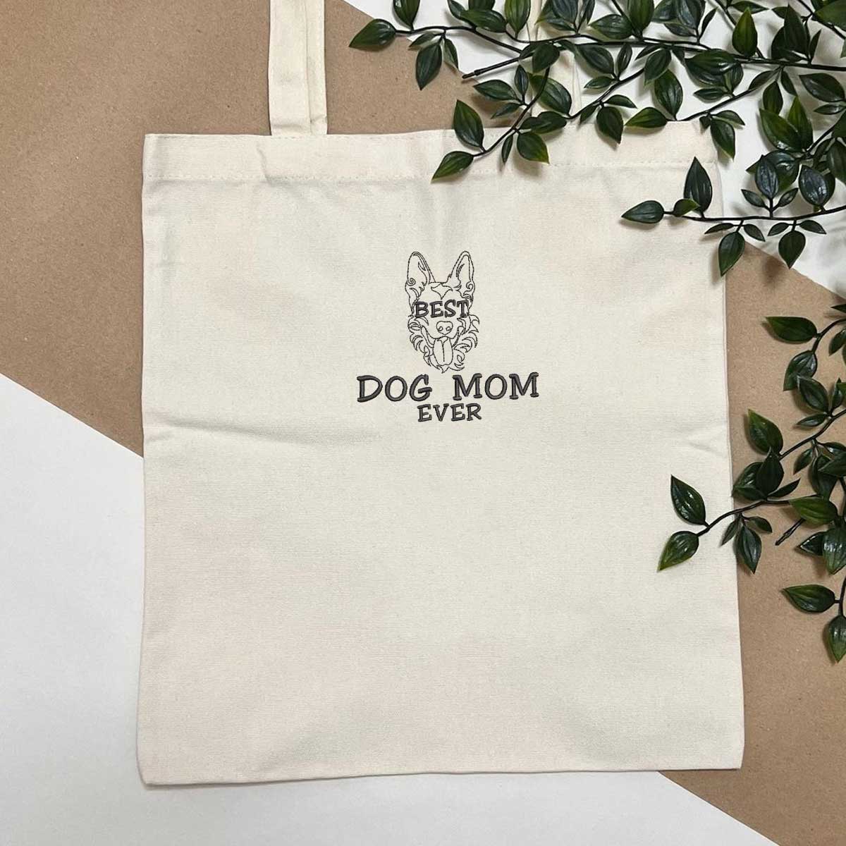 Personalized Best German Shepherd Dog Mom Ever Embroidered Tote Bag, Custom Tote Bag with Dog Name, Gifts For German Shepherd Lovers em3