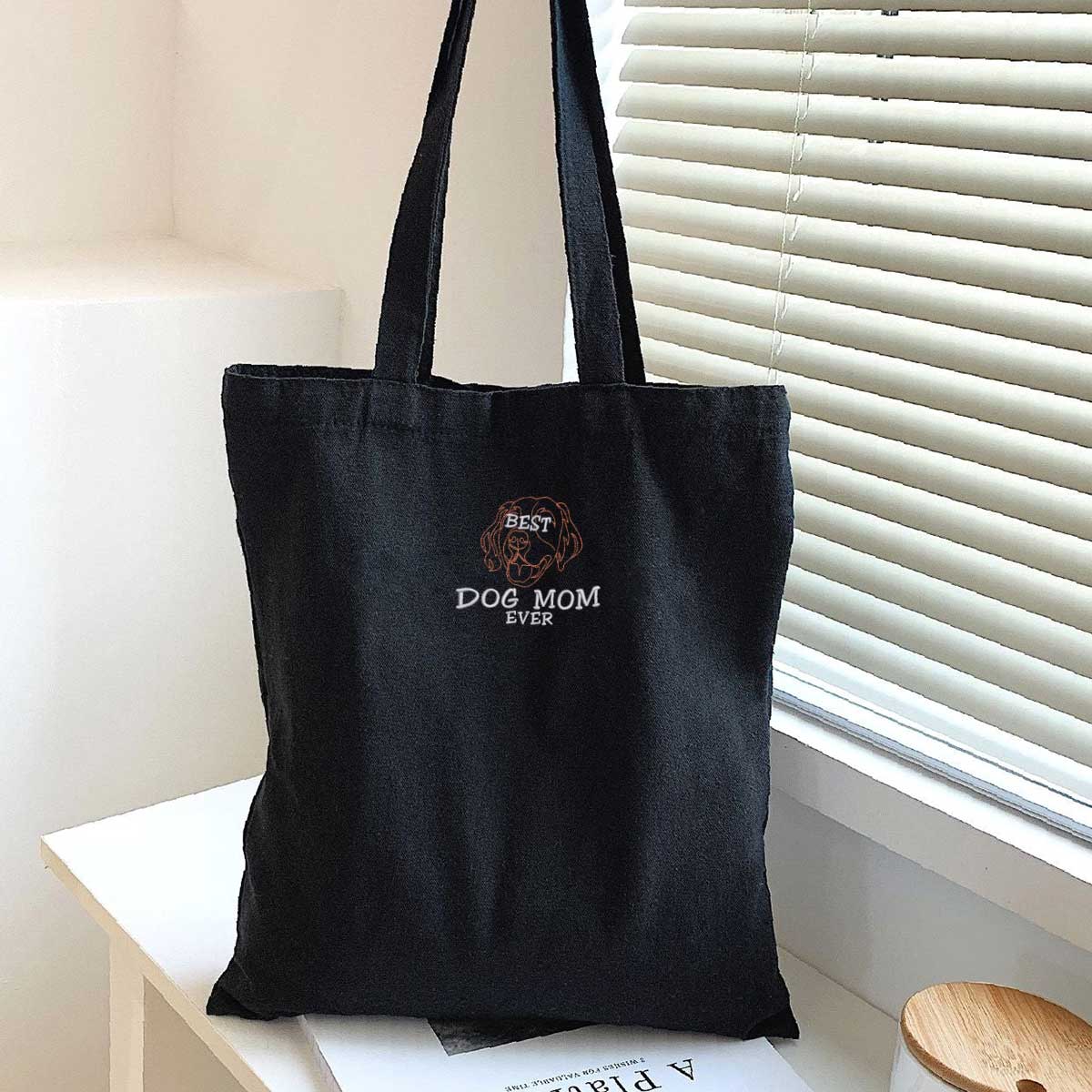 Personalized Best Golden Retriever Dog Mom Ever Embroidered Tote Bag, Custom Tote Bag with Dog Name, Best Gifts for Golden Retriever Lovers em1