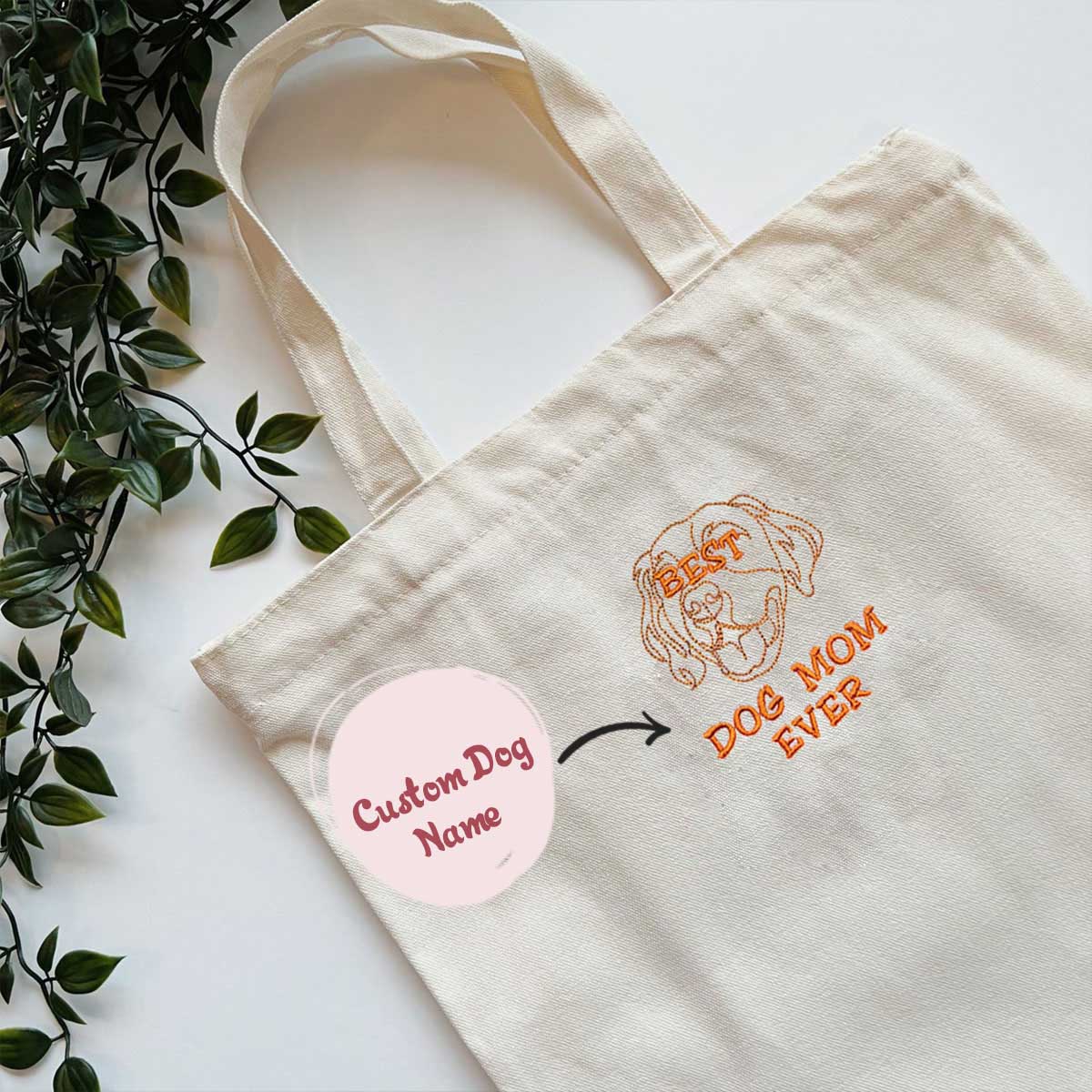 Personalized Best Golden Retriever Dog Mom Ever Embroidered Tote Bag, Custom Tote Bag with Dog Name, Best Gifts for Golden Retriever Lovers em1