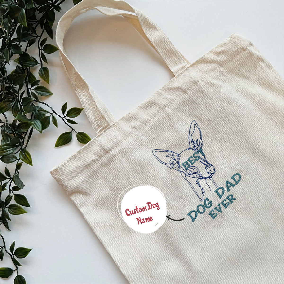 Personalized Best Italian Greyhound Dog Dad Ever Embroidered Tote Bag, Custom Tote Bag with Dog Name, Best Gifts For Greyhound Lovers em3