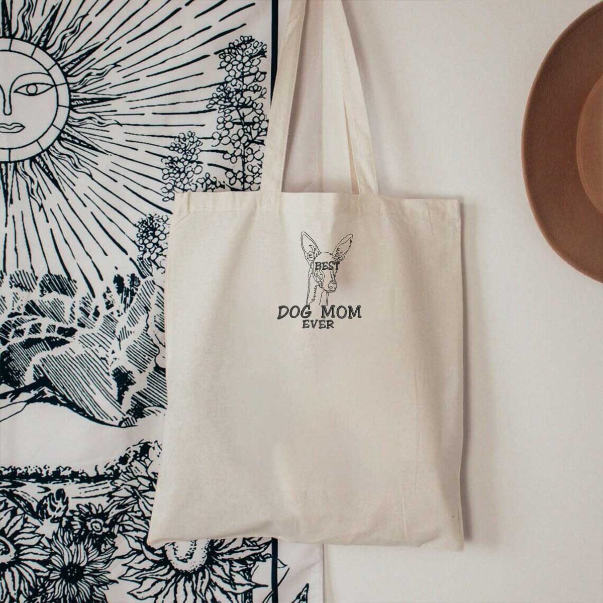 Personalized Best Italian Greyhound Dog Mom Ever Embroidered Tote Bag, Custom Tote Bag with Dog Name, Best Gifts For Greyhound Lovers em3