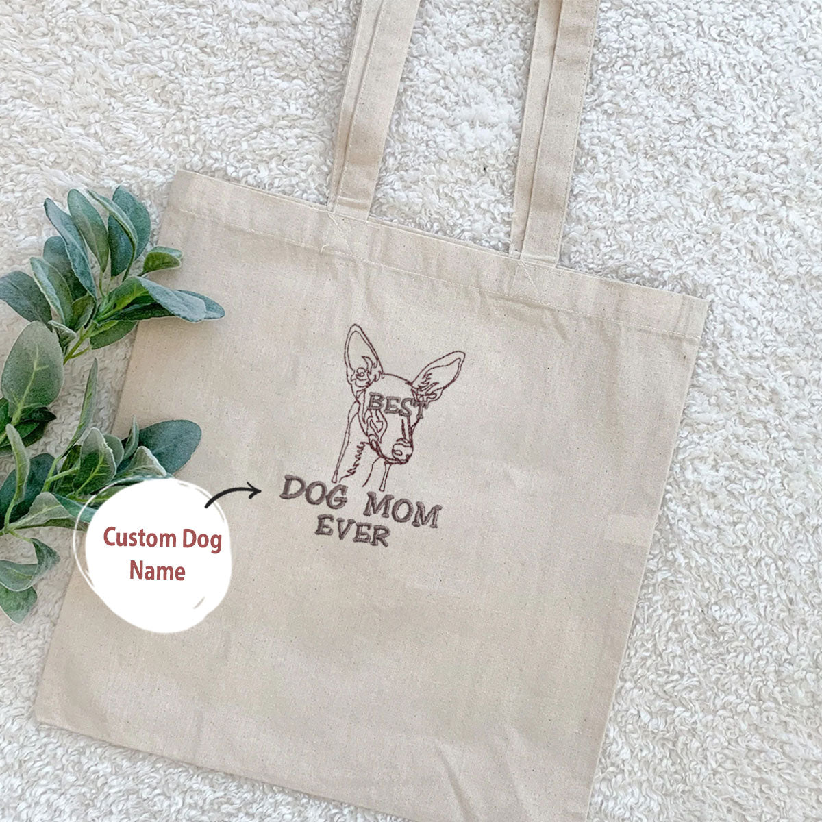 Personalized Best Italian Greyhound Dog Mom Ever Embroidered Tote Bag, Custom Tote Bag with Dog Name, Best Gifts For Greyhound Lovers em3