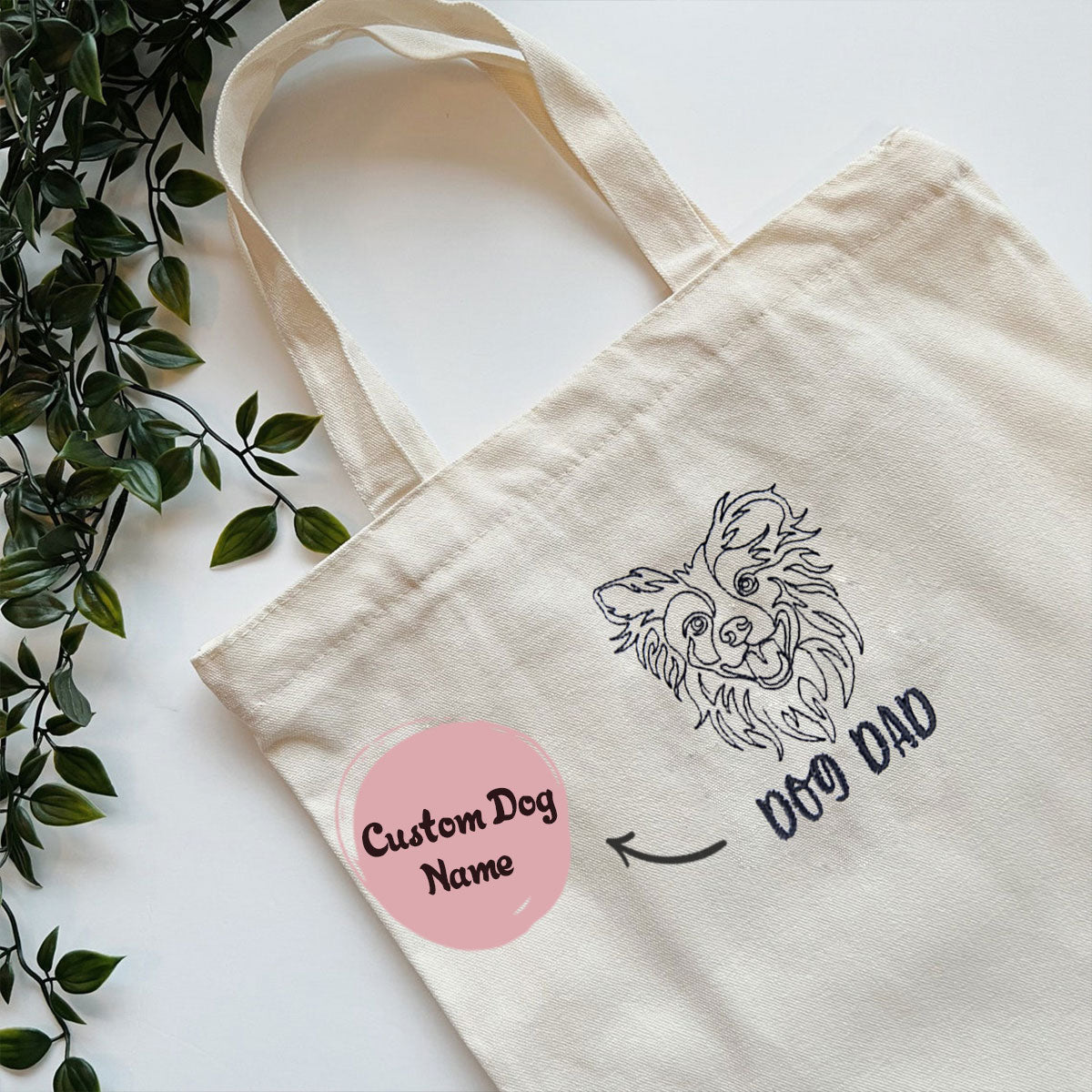 Personalized Border Collie Dog Dad Embroidered Tote Bag, Custom Tote Bag with Dog Name, Best Gifts For Boxer Lovers em3