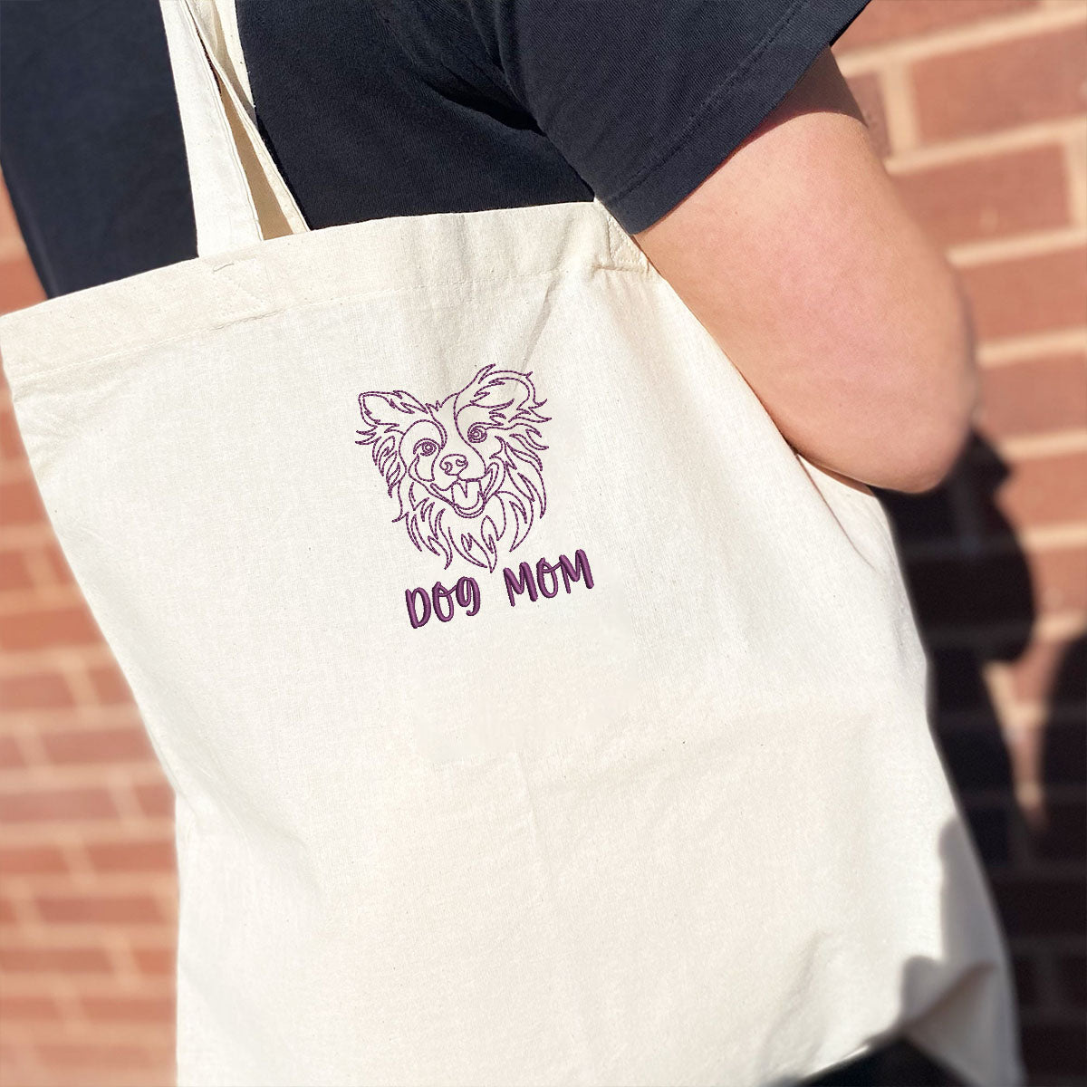 Personalized Border Collie Dog Mom Embroidered Tote Bag, Custom Tote Bag with Dog Name, Best Gifts For Boxer Lovers em3