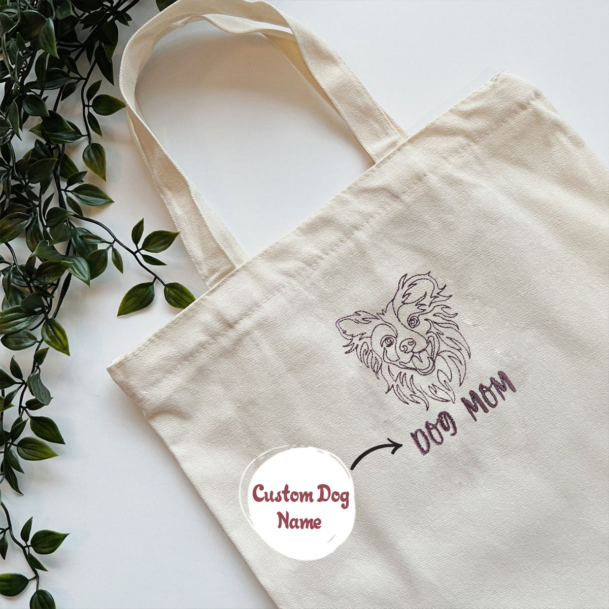 Personalized Border Collie Dog Mom Embroidered Tote Bag, Custom Tote Bag with Dog Name, Best Gifts For Boxer Lovers em3