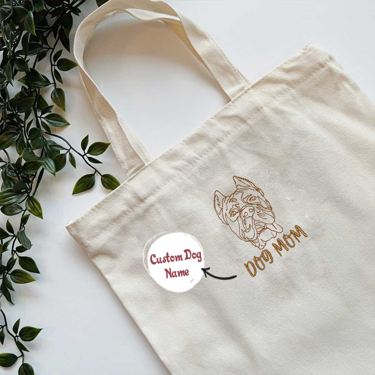 Personalized Cane Corso Dog Mom Embroidered Tote Bag, Custom Tote Bag with Dog Name em1