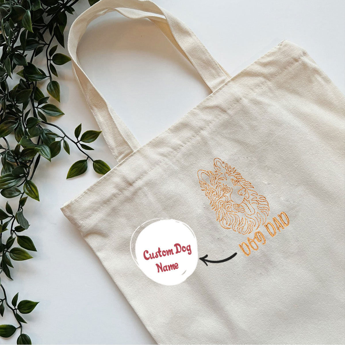 Personalized German Shepherd Dog Dad Embroidered Tote Bag, Custom Tote Bag with Dog Name, Gifts For German Shepherd Lovers em3