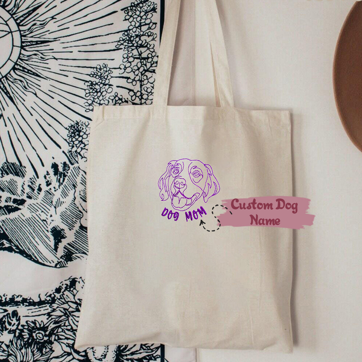 Personalized Golden Retriever Dog Mom Embroidered Tote Bag, Custom Tote Bag with Dog Name, Best Gifts for Golden Retriever Lovers em1