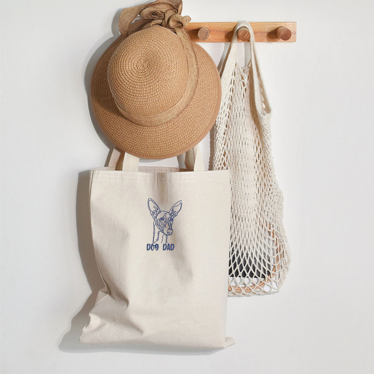 Personalized Italian Greyhound Dog Dad Embroidered Tote Bag, Custom Tote Bag with Dog Name, Best Gifts For Greyhound Lovers em3