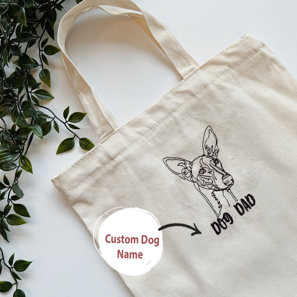 Personalized Italian Greyhound Dog Dad Embroidered Tote Bag, Custom Tote Bag with Dog Name, Best Gifts For Greyhound Lovers em3