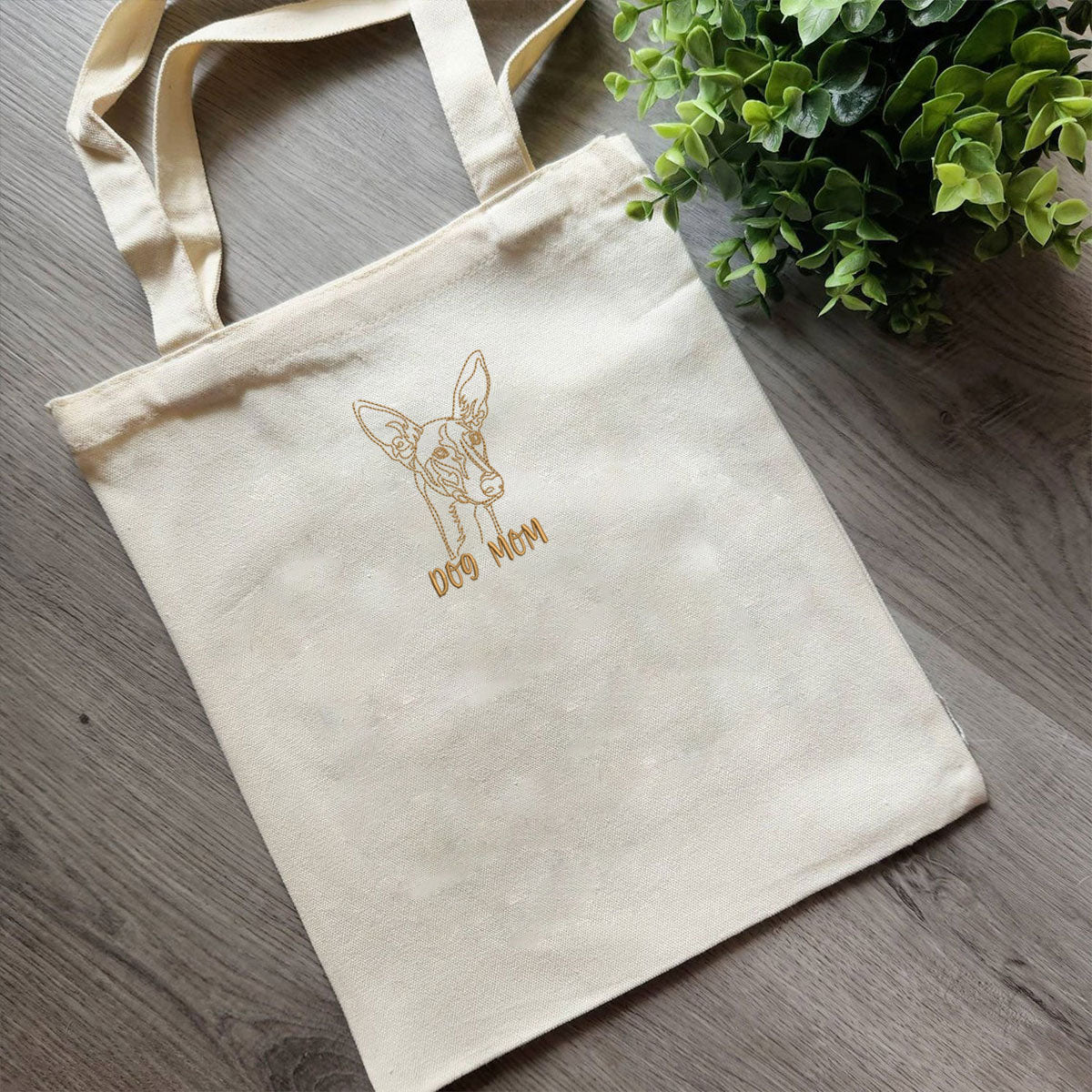 Personalized Italian Greyhound Dog Mom Embroidered Tote Bag, Custom Tote Bag with Dog Name, Best Gifts For Greyhound Lovers em3