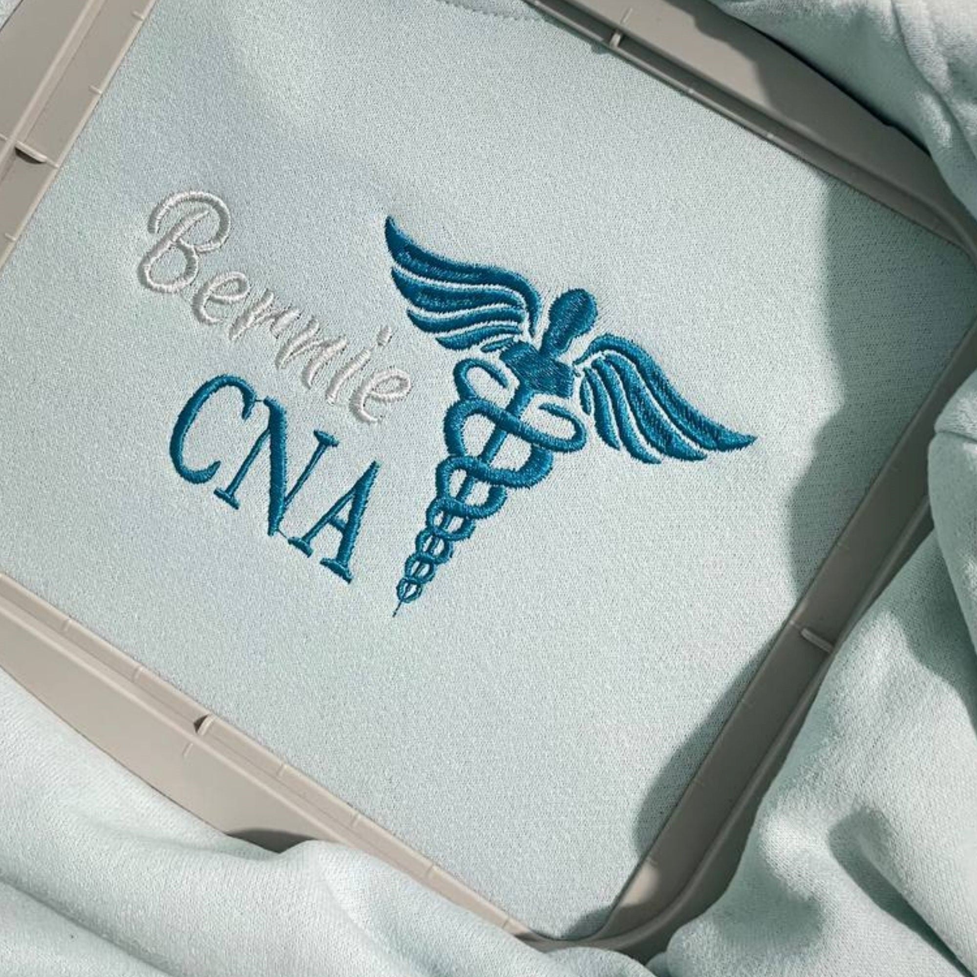 Personalized Nurse Sweatshirt, Gift For Nurse Rn, Cna ,Bsn, Rrt - Embroidered Nurse Crewneck em2