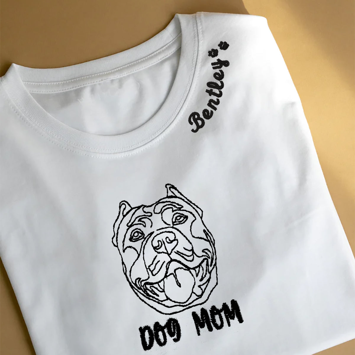 Personalized Pitbull Dog Mom Embroidered Collar Shirt, Custom Shirt with Dog Name, Best Gifts for Pitbull Lovers em1