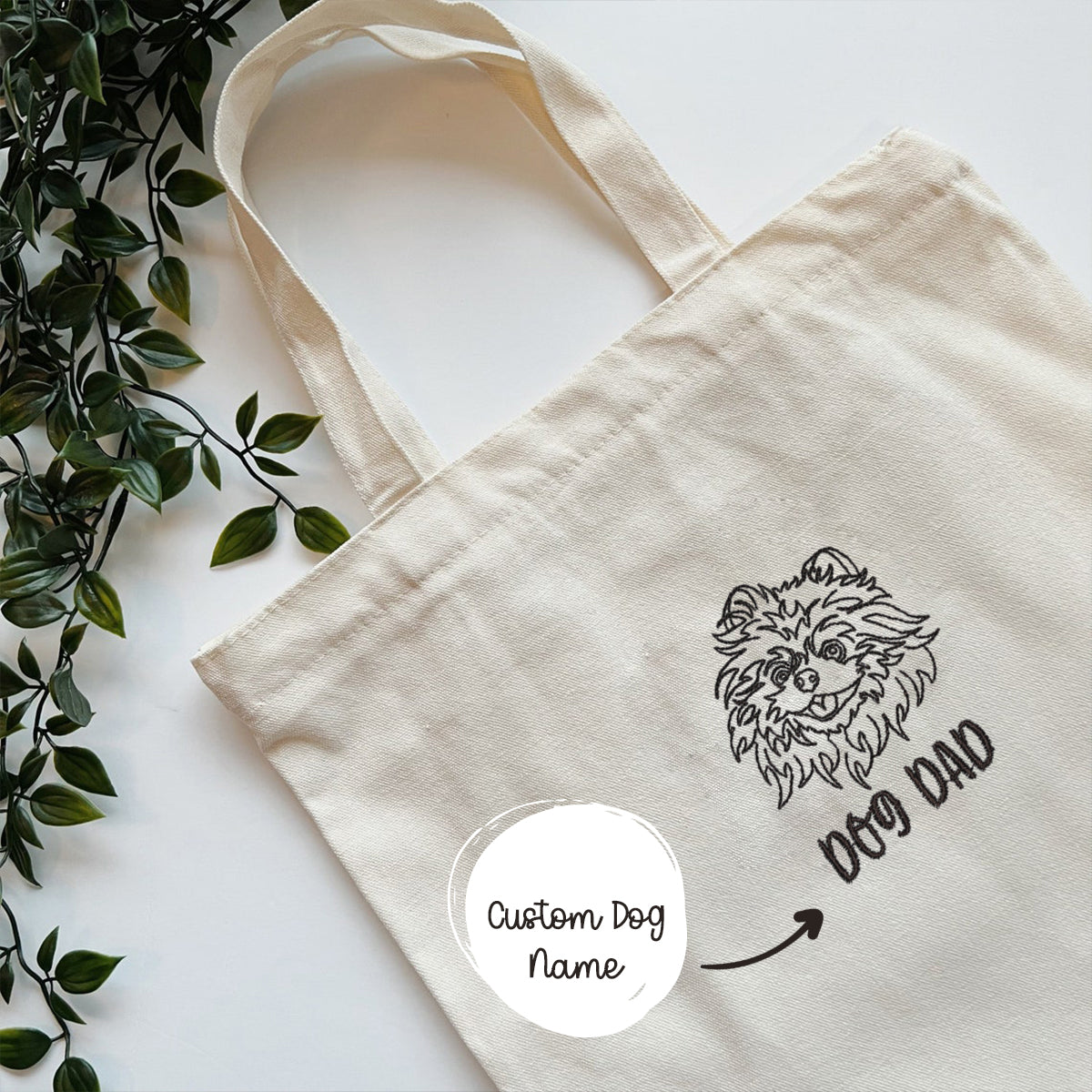 Personalized Pomeranian Dog Dad Embroidered Tote Bag, Custom Tote Bag with Dog Name, Best Gifts For Pomeranian Lovers em1