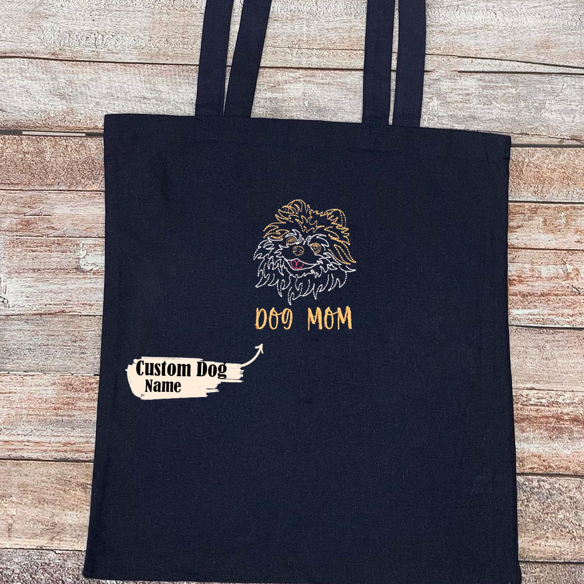 Personalized Pomeranian Dog Mom Embroidered Tote Bag, Custom Tote Bag with Dog Name, Best Gifts For Pomeranian Lovers em2