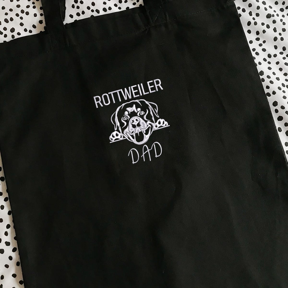 Personalized Rottweiler Dog Dad Tote Bag Embroidered with Dog Name, Unique Gifts For Rottweiler Lovers em2