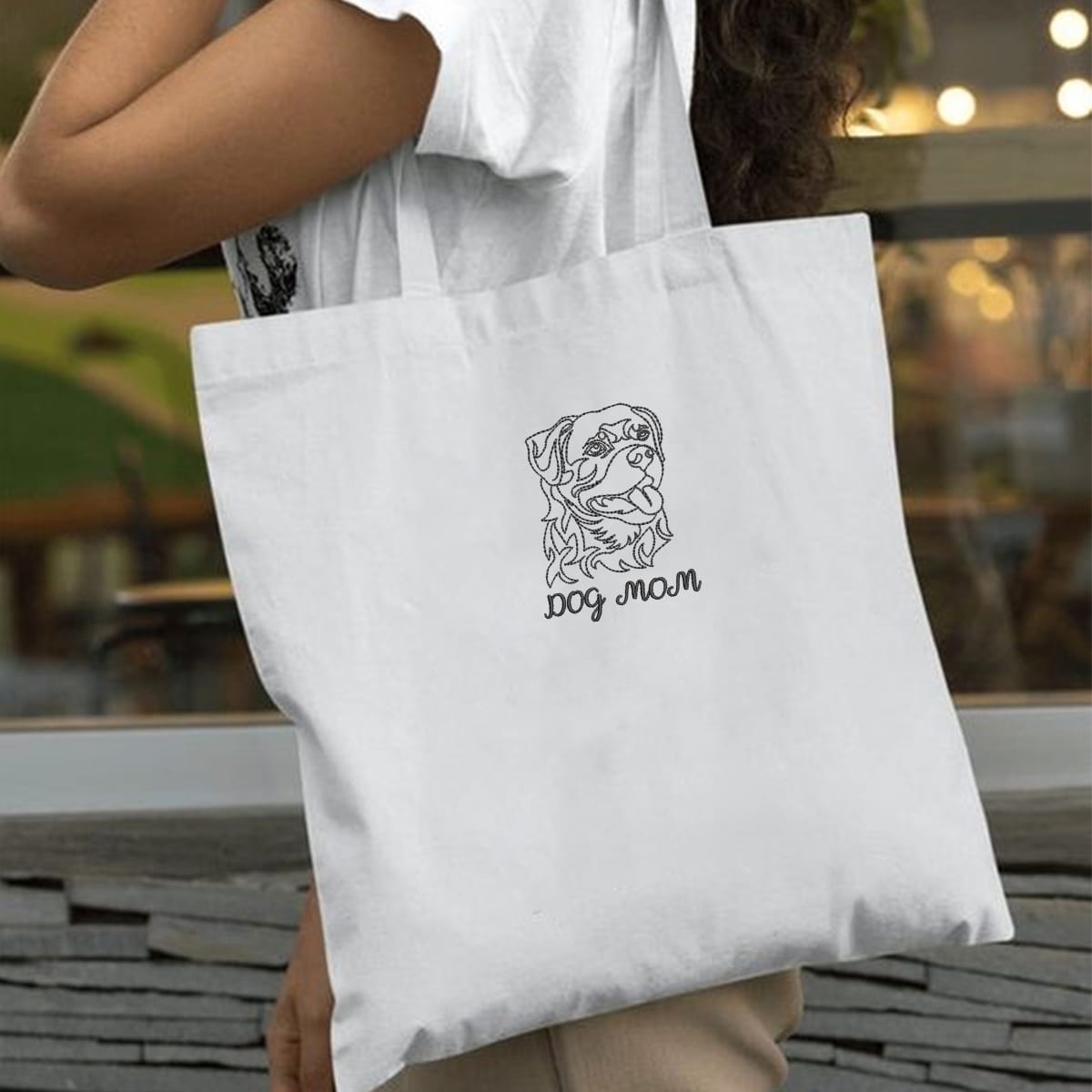 Personalized Rottweiler Dog Mom Tote Bag Embroidered with Dog Name, Unique Gifts For Rottweiler Lovers em2