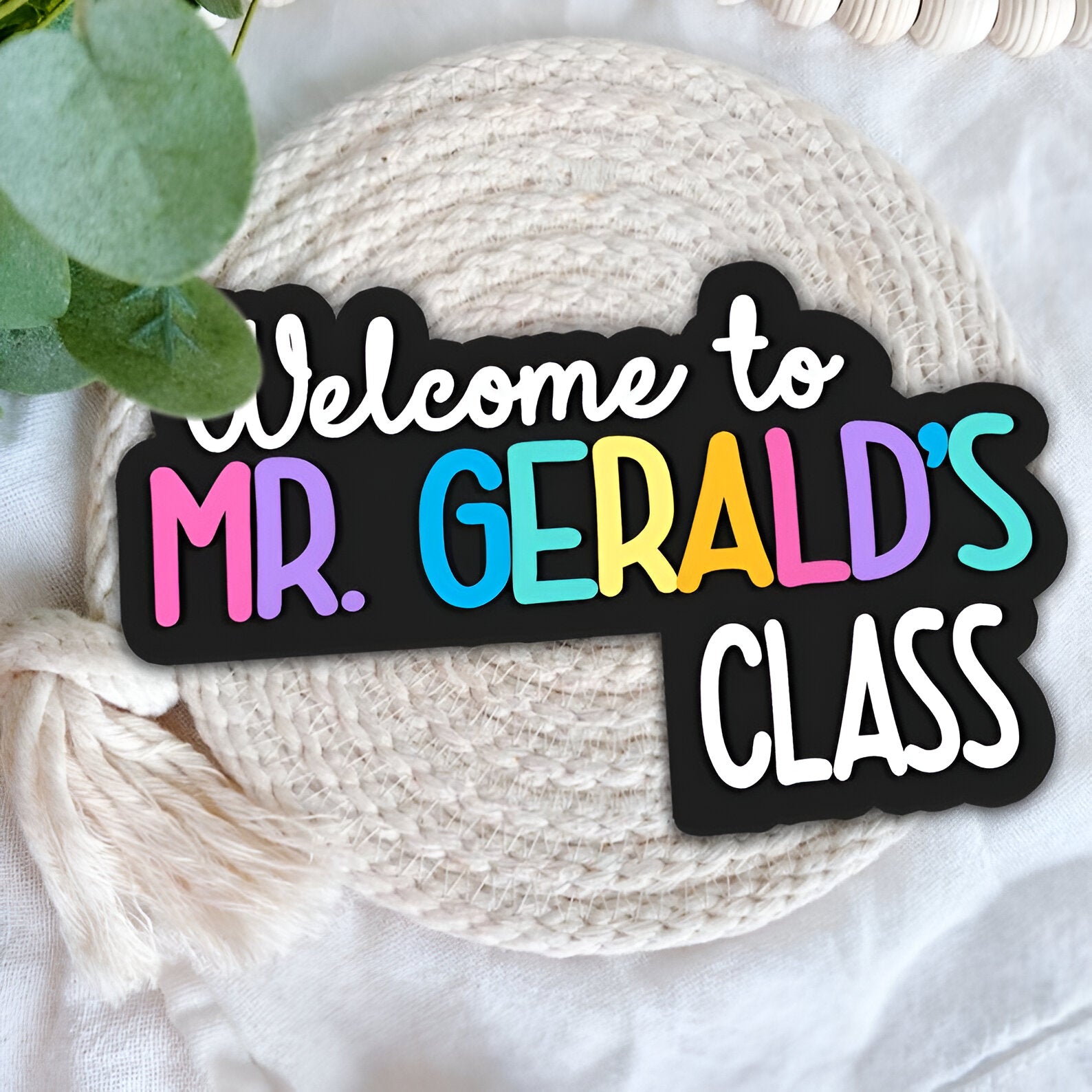 Personalized Teacher Name Doorframe Corner Sign Dofra