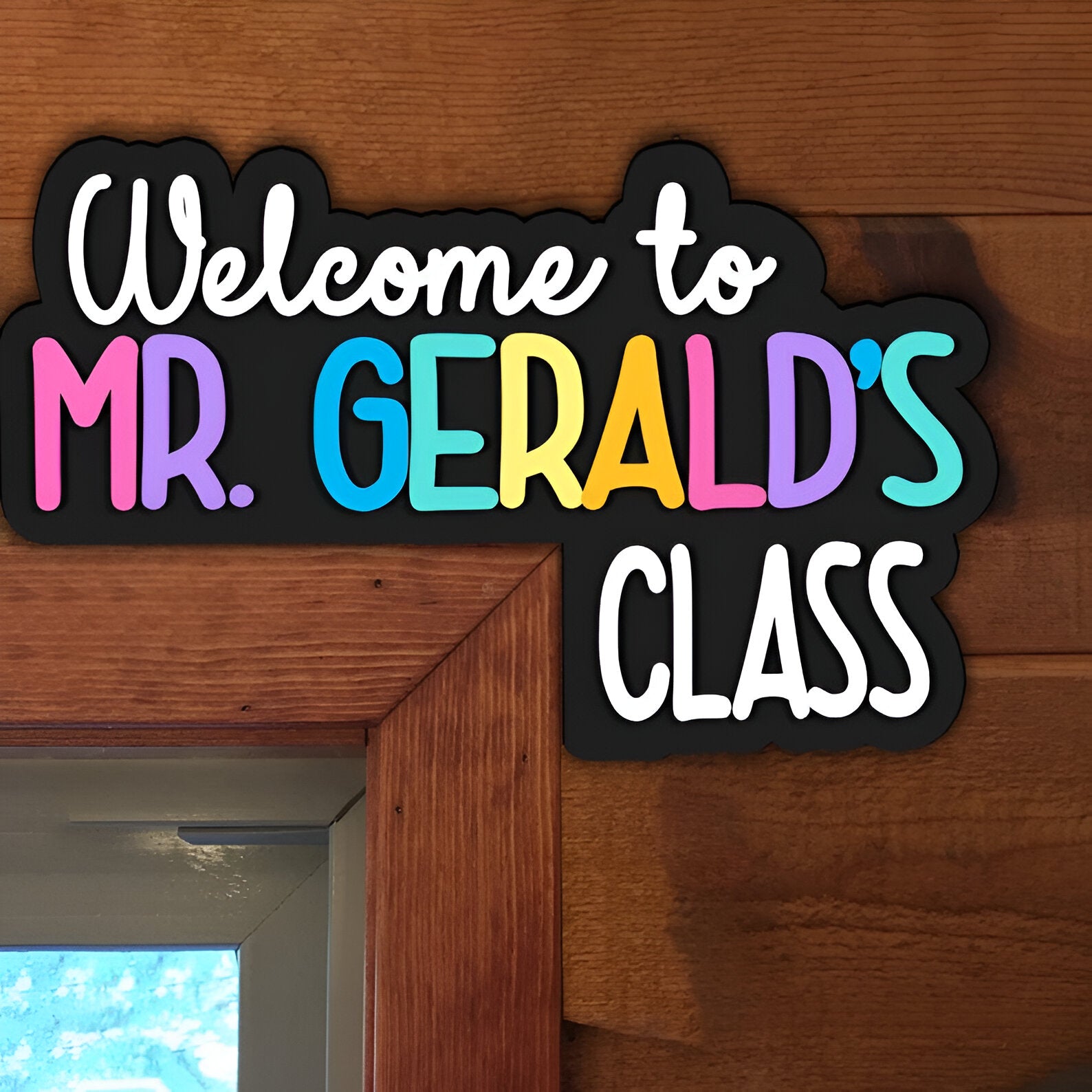 Personalized Teacher Name Doorframe Corner Sign Dofra