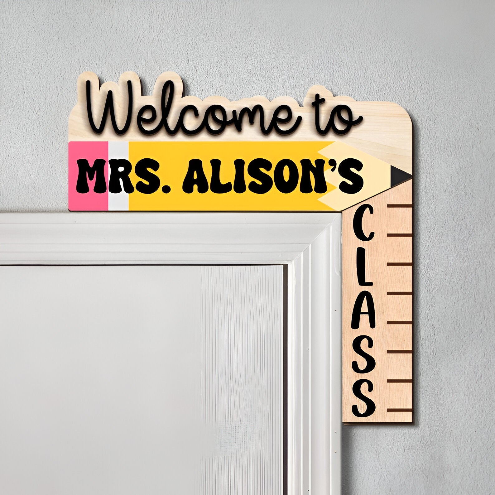 Personalized Teacher Name Doorframe Corner Sign Dofra