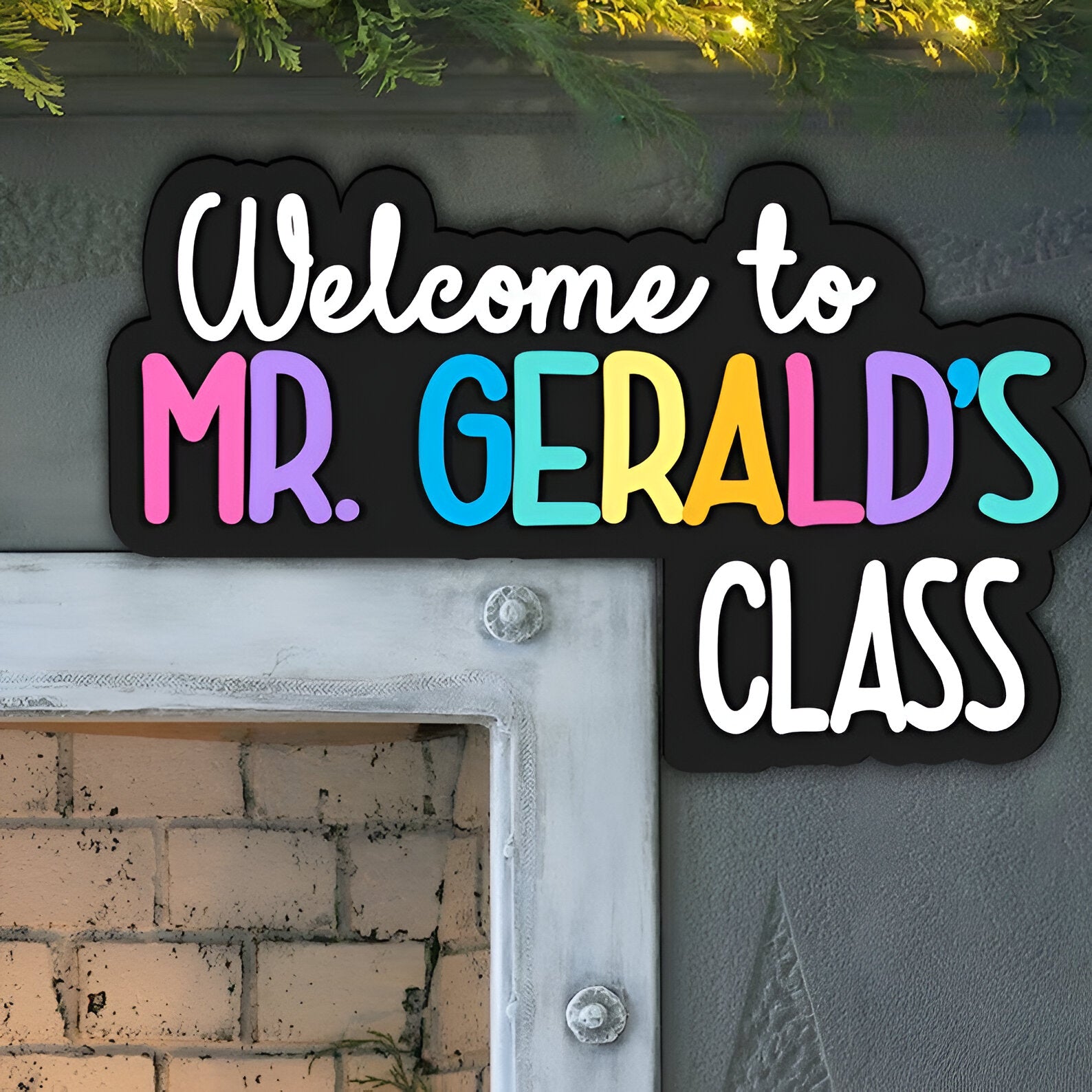 Personalized Teacher Name Doorframe Corner Sign Dofra