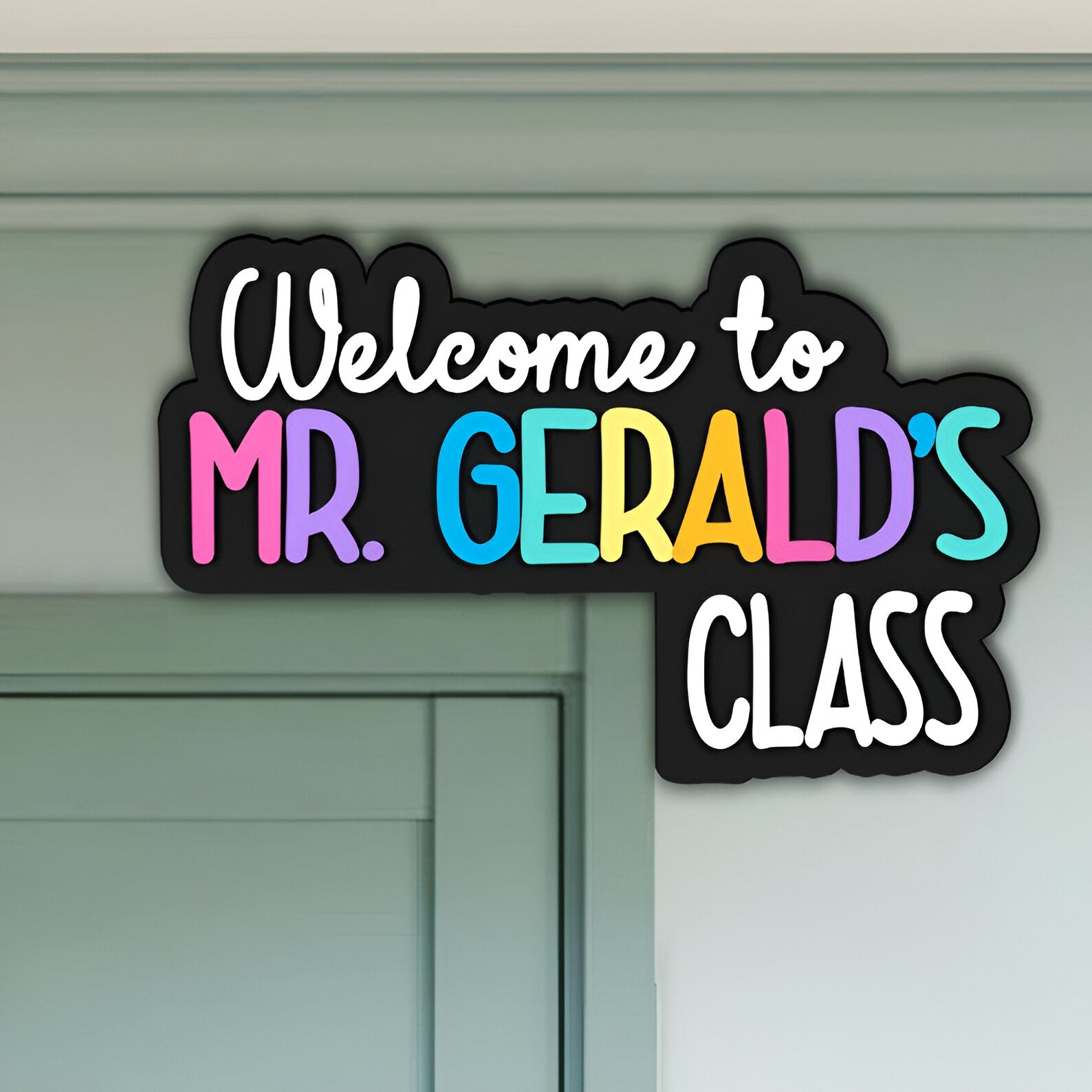Personalized Teacher Name Doorframe Corner Sign Dofra