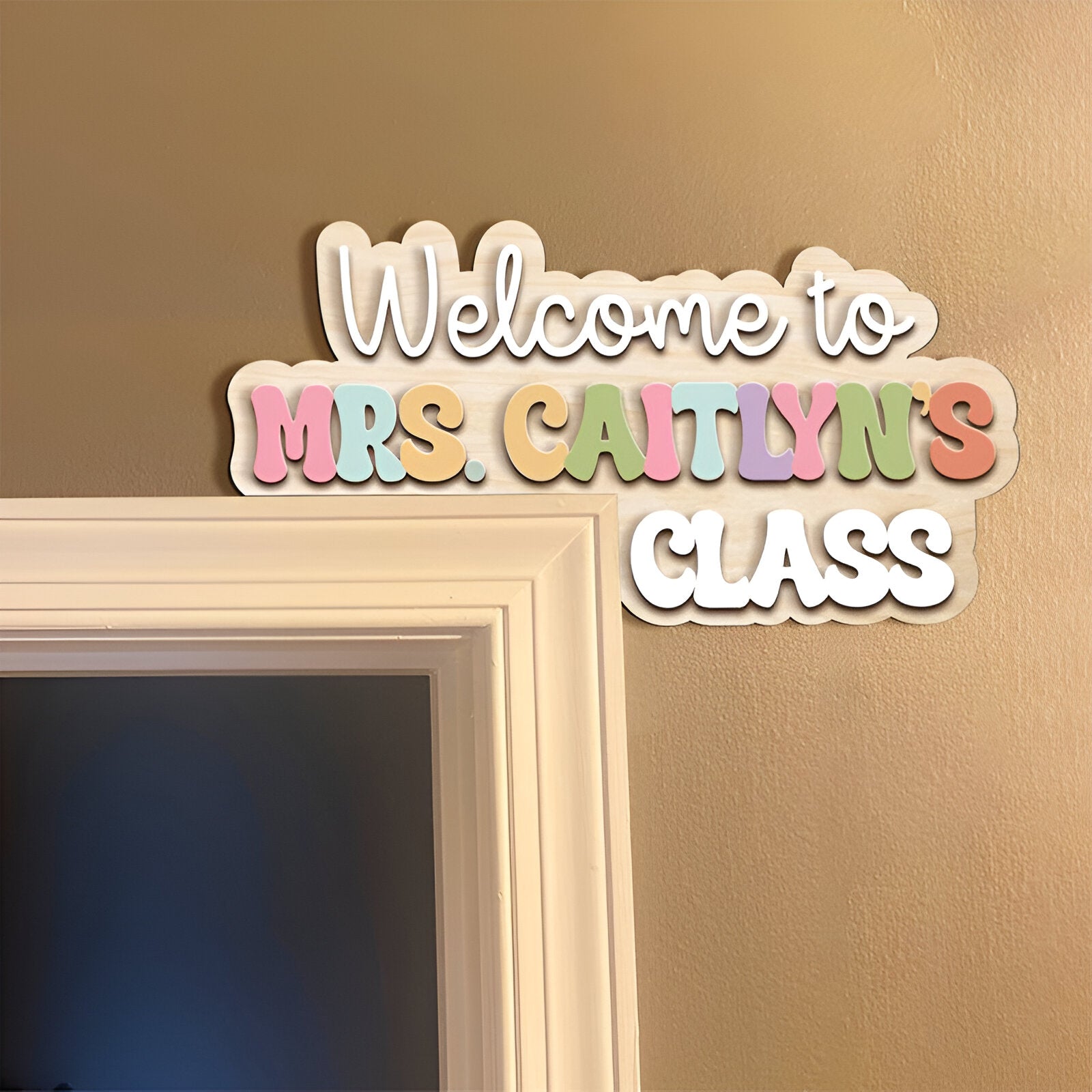 Personalized Teacher door frame sign  classroom name door frame corner sign Dofra