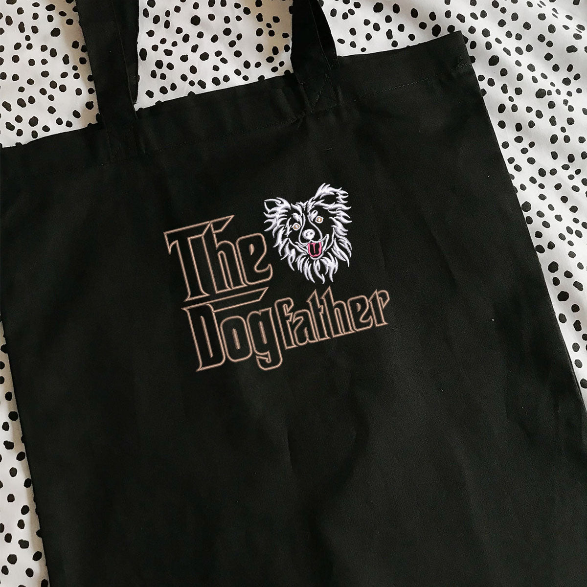 Personalized The DogFather Embroidered Tote Bag Border Collie, Custom Tote Bag with Dog Name, Best Gifts For Boxer Lovers em3