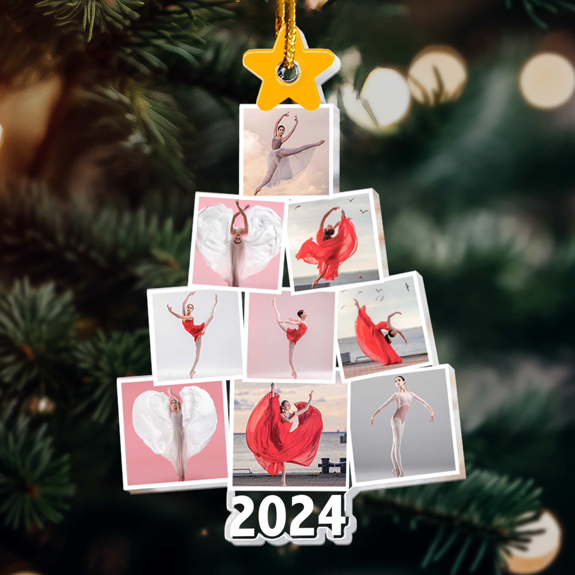 Photo Ballerina Dancing Ballet Christmas Tree - Personalized Acrylic Photo Ornament ORN0810